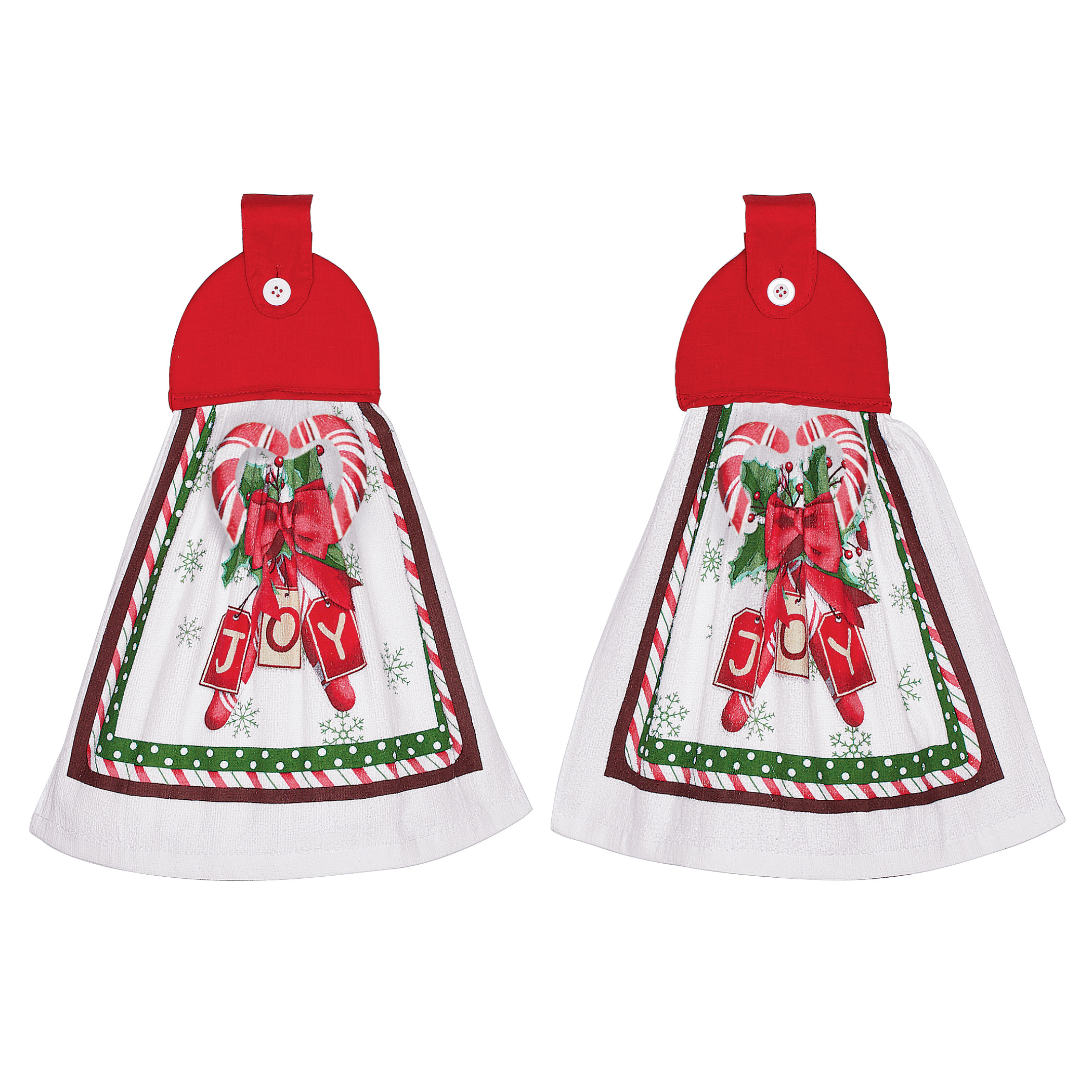 Candy Cane and Holly Kitchen Towels - Set of 2