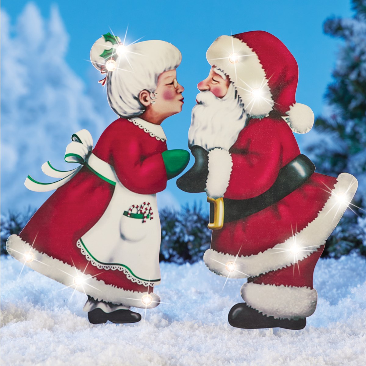 Mr and Mrs Santa Kissing Solar Yard Stakes Collections Etc.