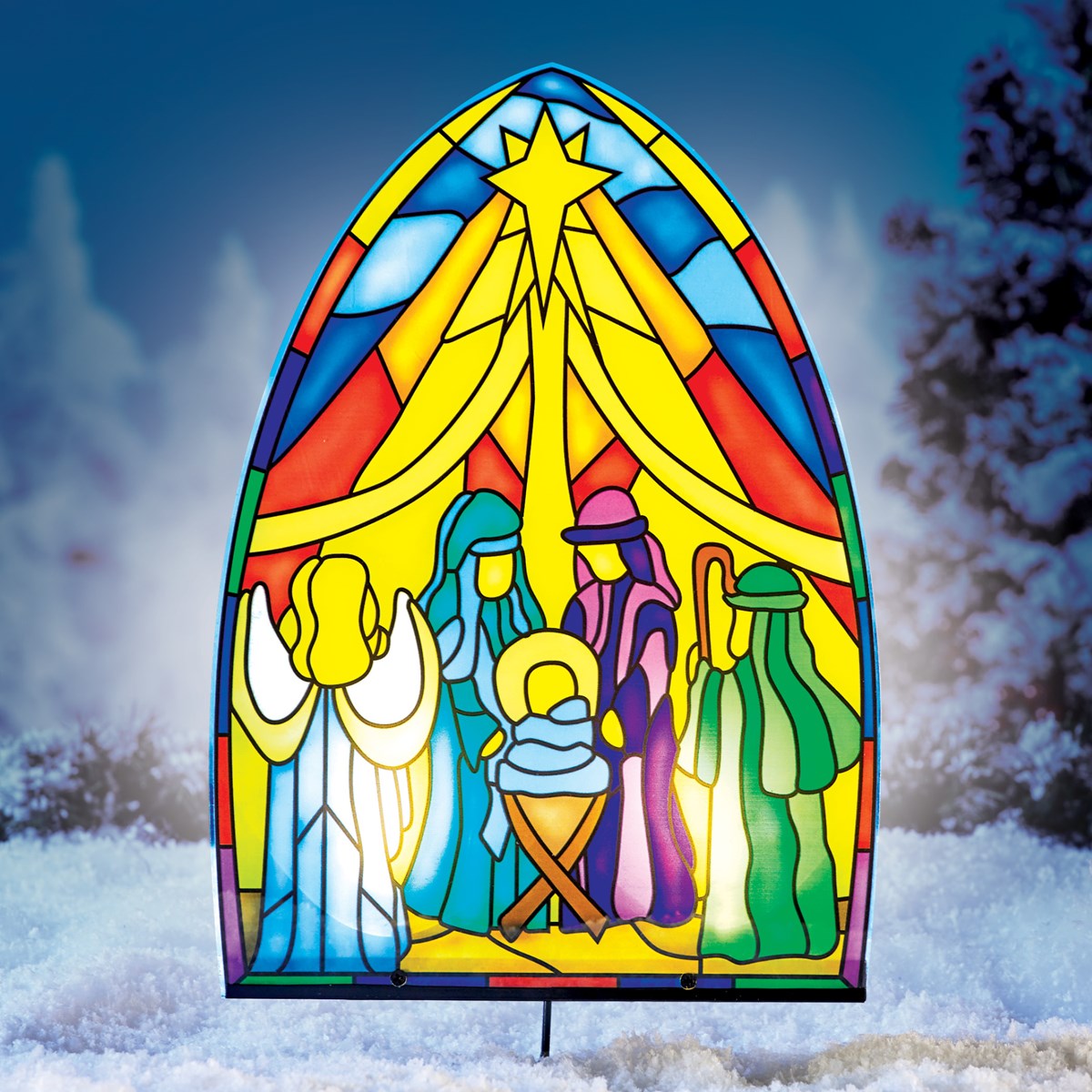 Solar Colorful Nativity Scene Yard Stake Collections Etc.