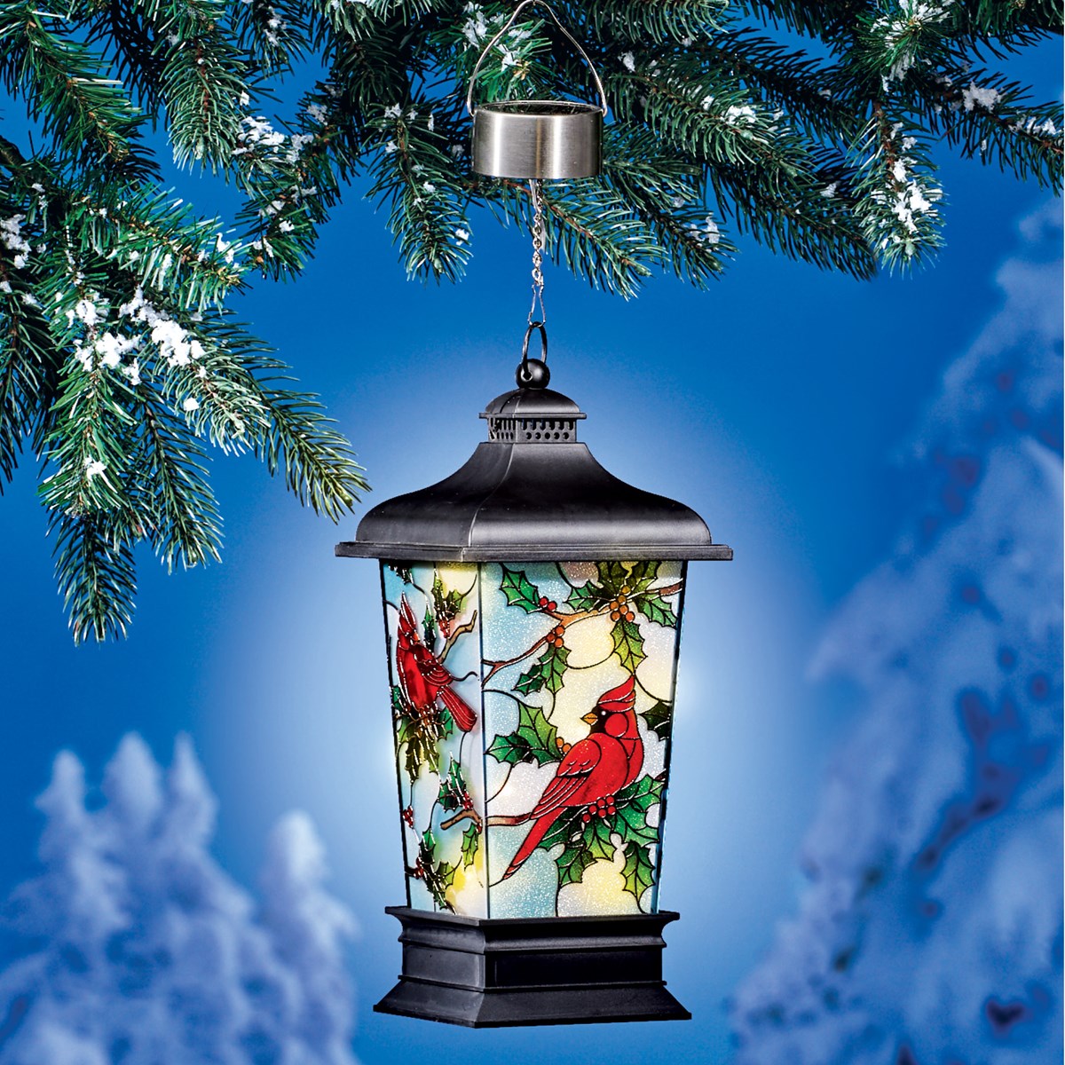 Solar Cardinal Stained Glass Style Lantern Dangler | Collections Etc.