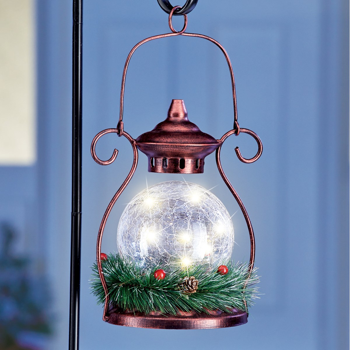 Solar Hanging Crackled Lantern with Shepherds Hook Collections Etc.