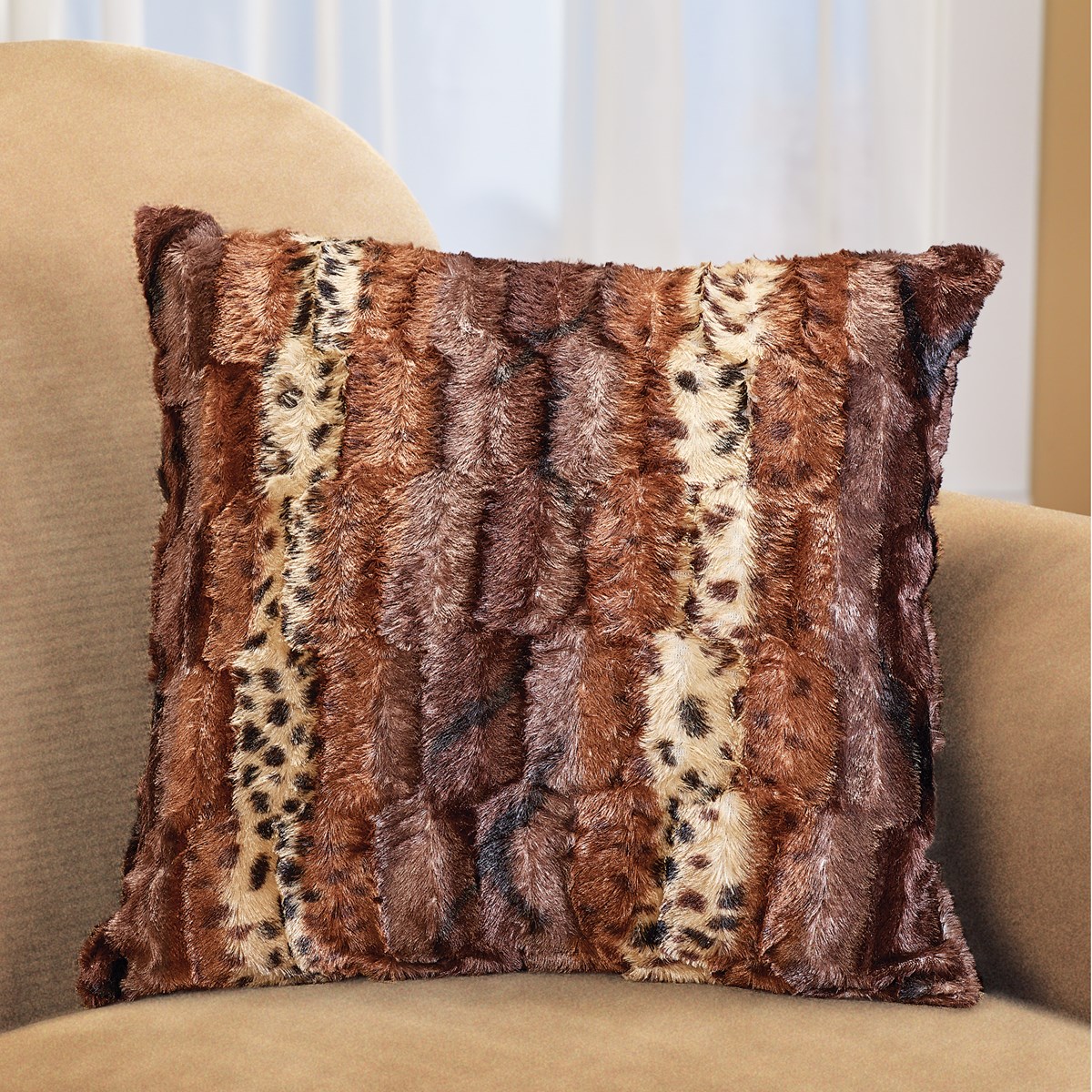 Soft Faux Fur Animal Print Plush Accent Pillow Collections Etc.