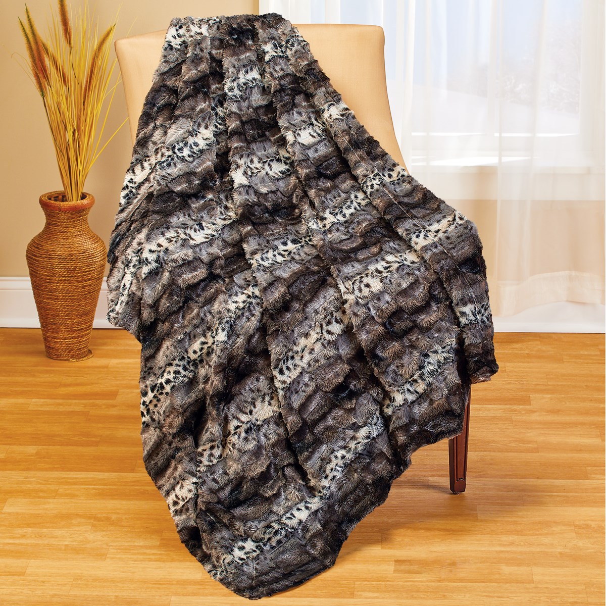 Soft Faux Fur Animal Print Plush Throw Blanket | Collections Etc.