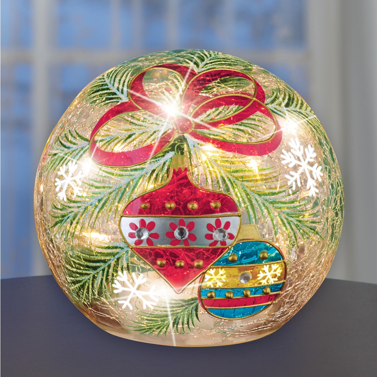 Colorful Ornament Lighted Crackled Glass Balls Collections Etc.