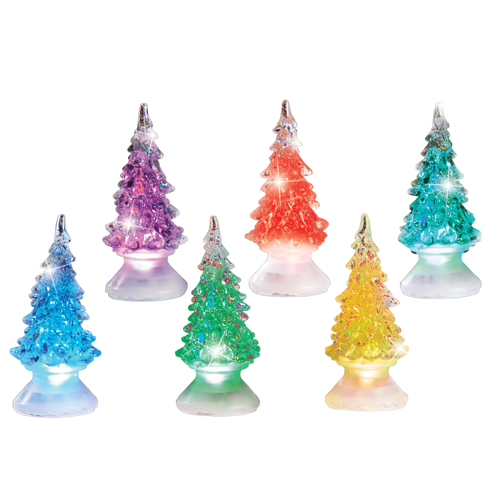 Color Changing Tree Decorative Figurines - Set of 6 2 X 2 X 4