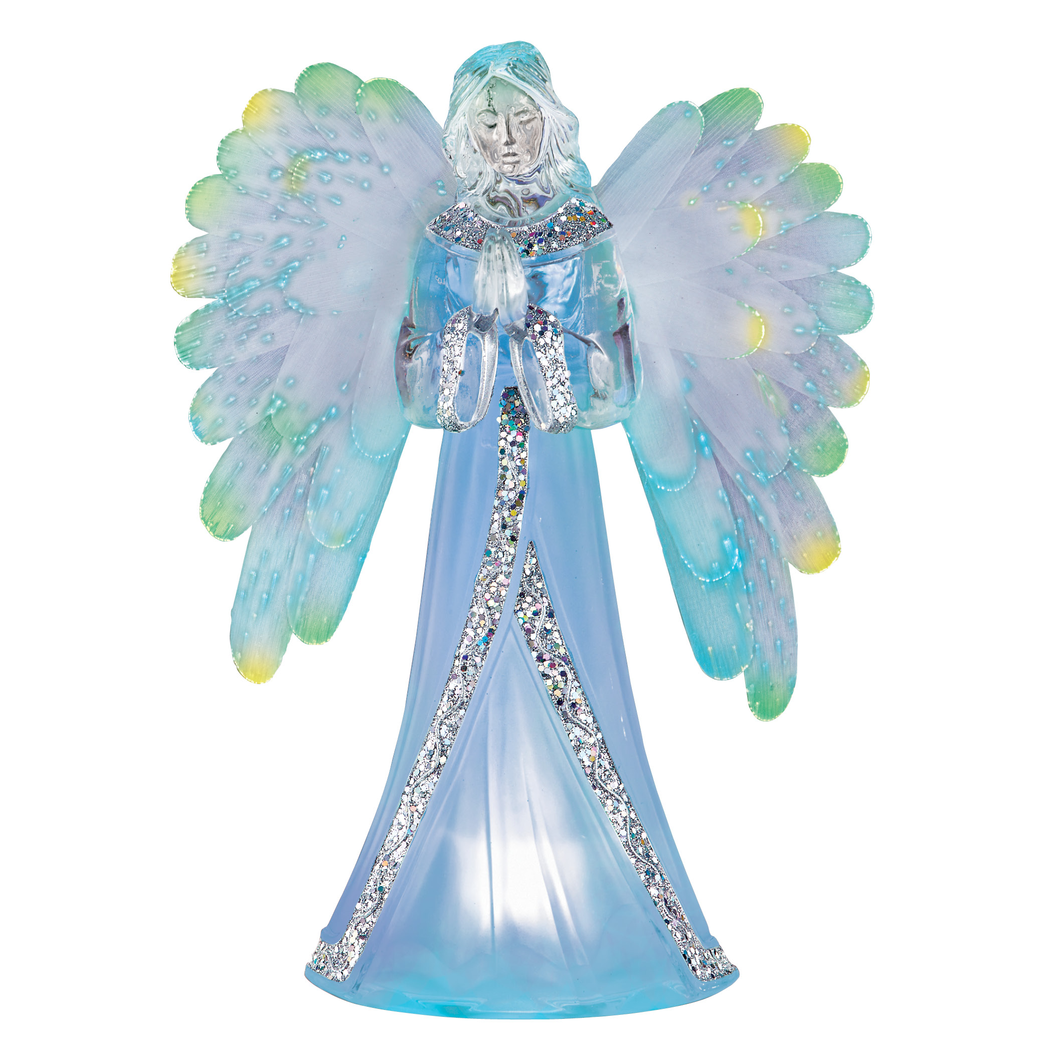 Fiber Optic Color Changing Frosted Angel Figurine - Colorful Holiday Decoration