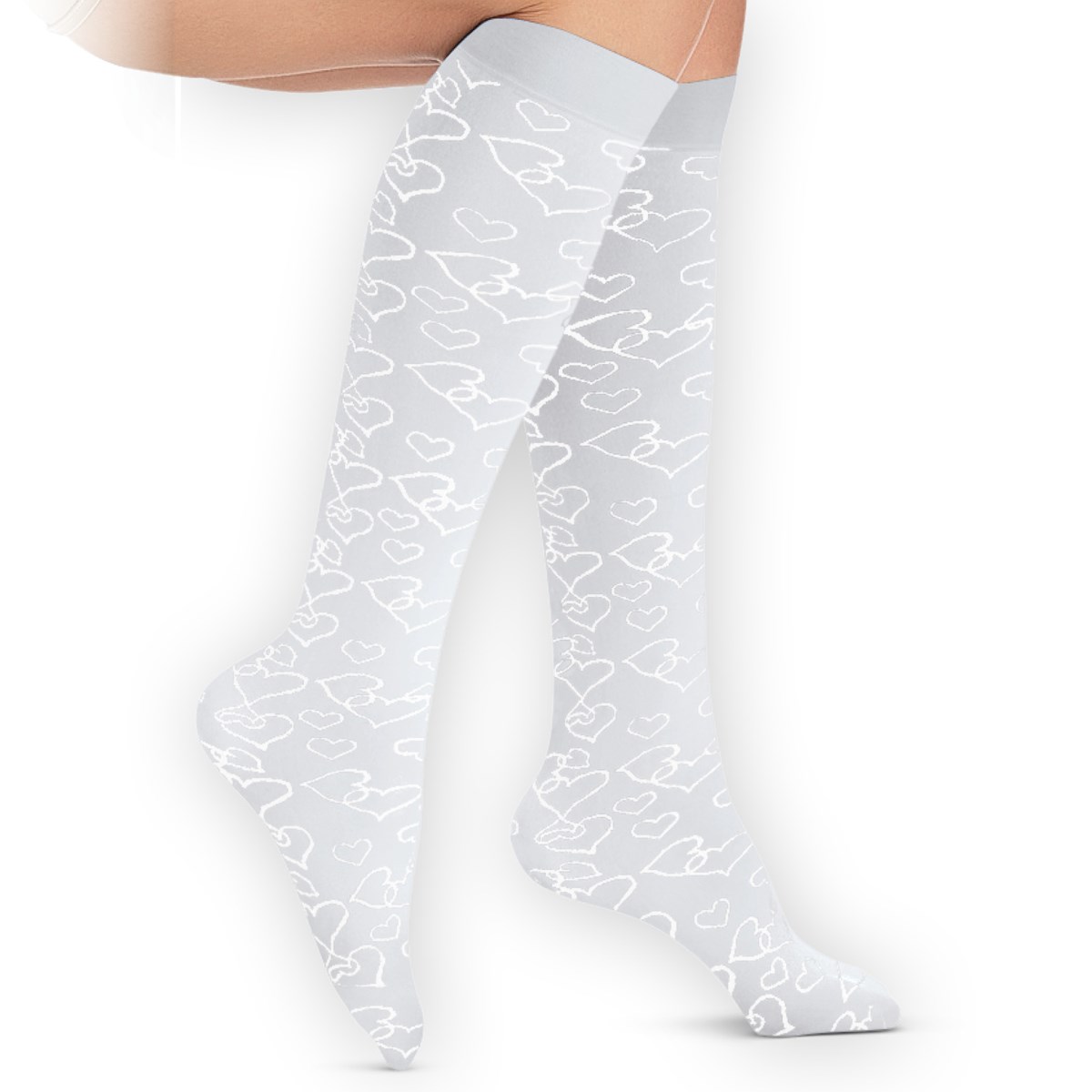 Heart-Print Compression Knee High Socks | Collections Etc.