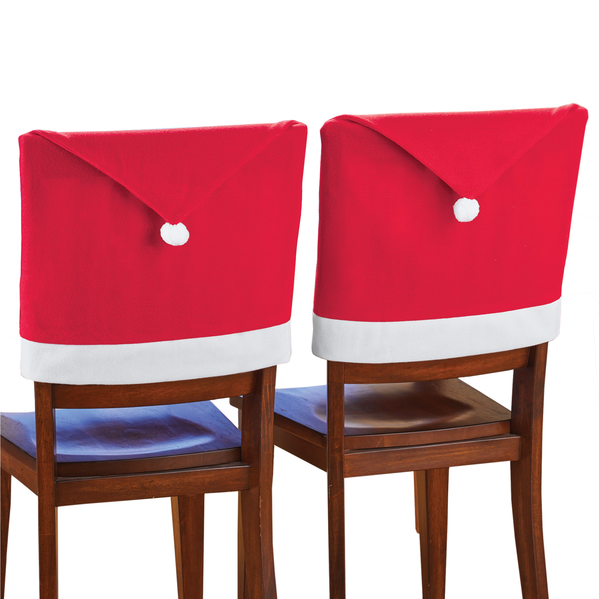 Festive Santa Hat Design Holiday Chair Backs - Set of 2 DINING