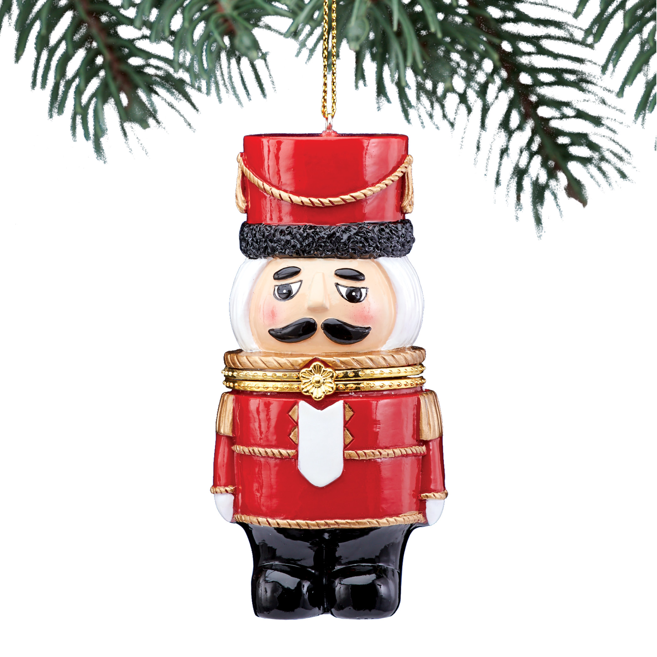 Festive Trinket Box Christmas Ornaments 2.5 X 2.5 X 3 Nutcracker Red