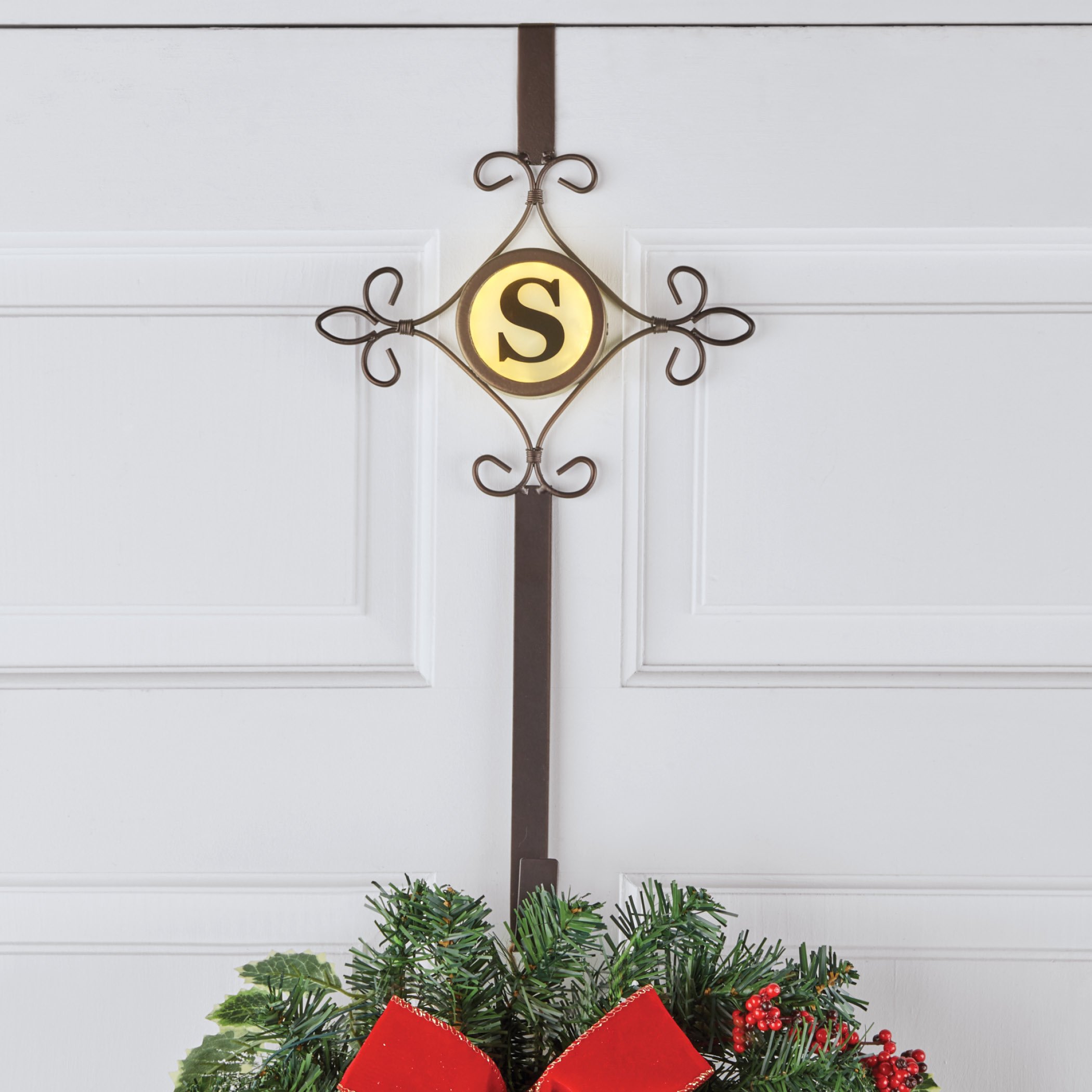 Lighted Led Monogram Wreath Hanger With Hook Collections Etc