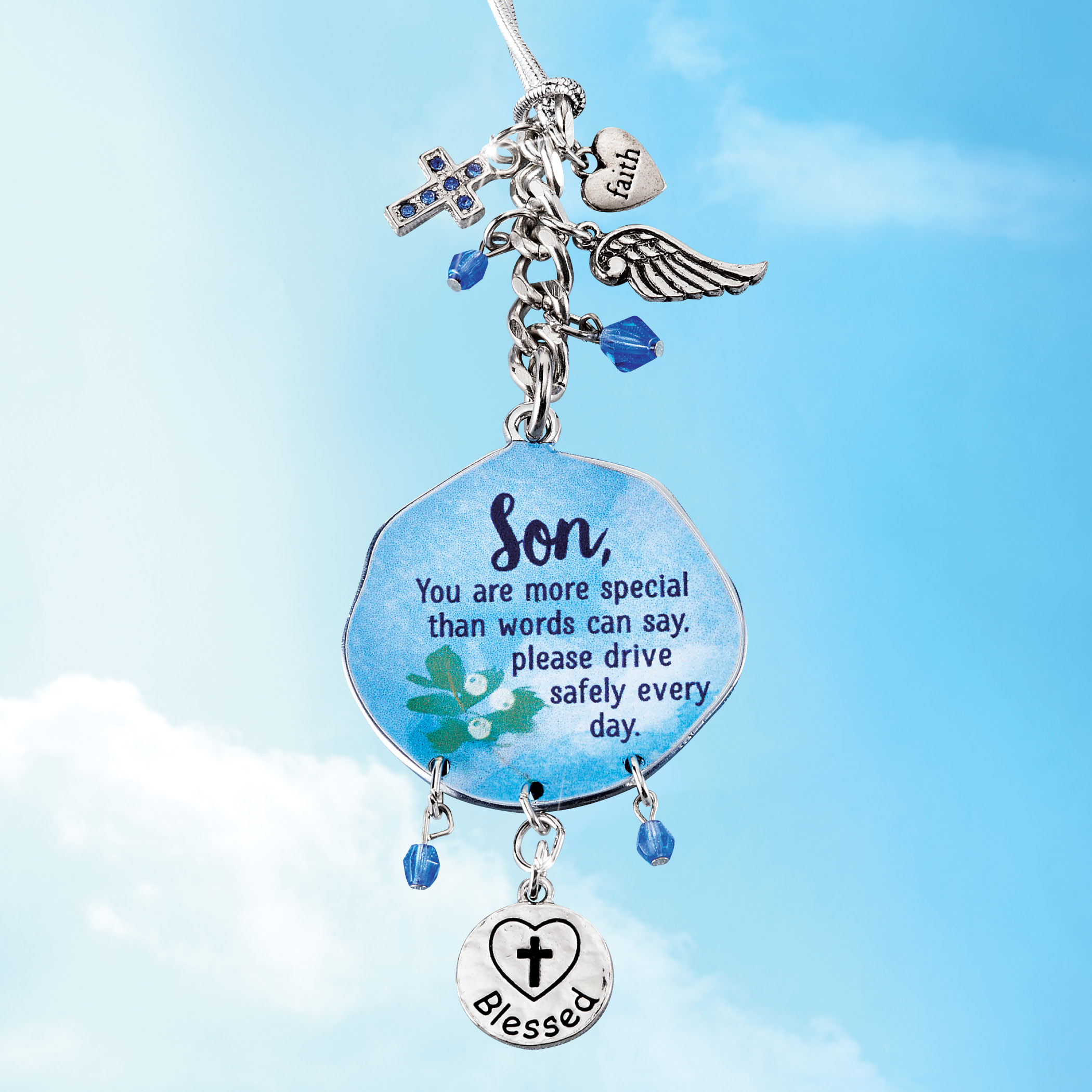 Kolorowe skrzydła anioła i krzyż car charm ornament - Zdjęcie 11 z 11