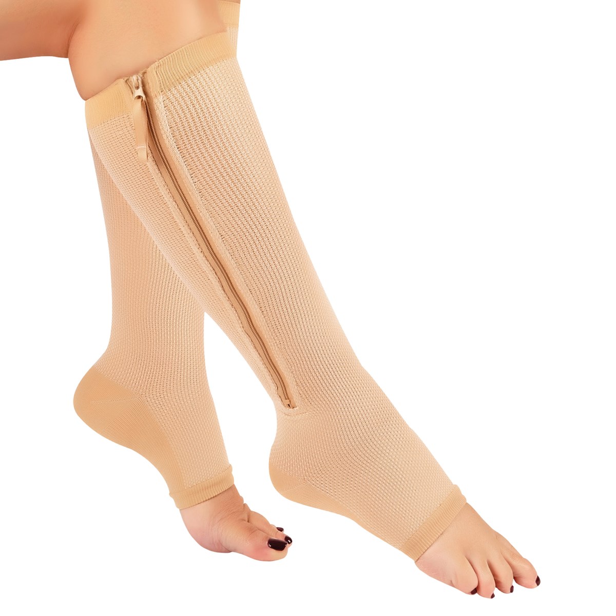Kooltek Zippered Open-Toe Compression Socks | Collections Etc.