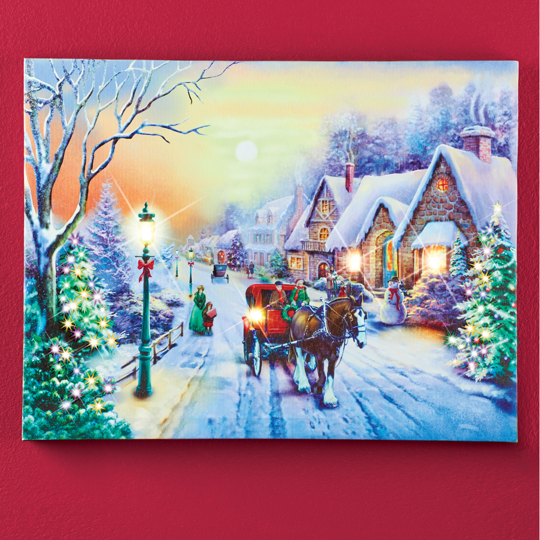 Lighted Winter Village Canvas Wall Art Collections Etc