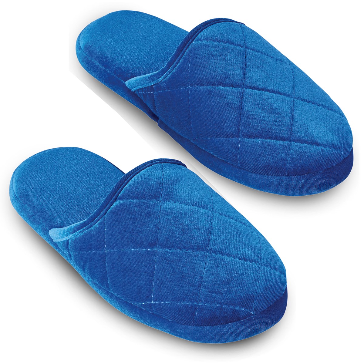 Plush Velvet Quilted Slippers with Rubber Soles Collections Etc.