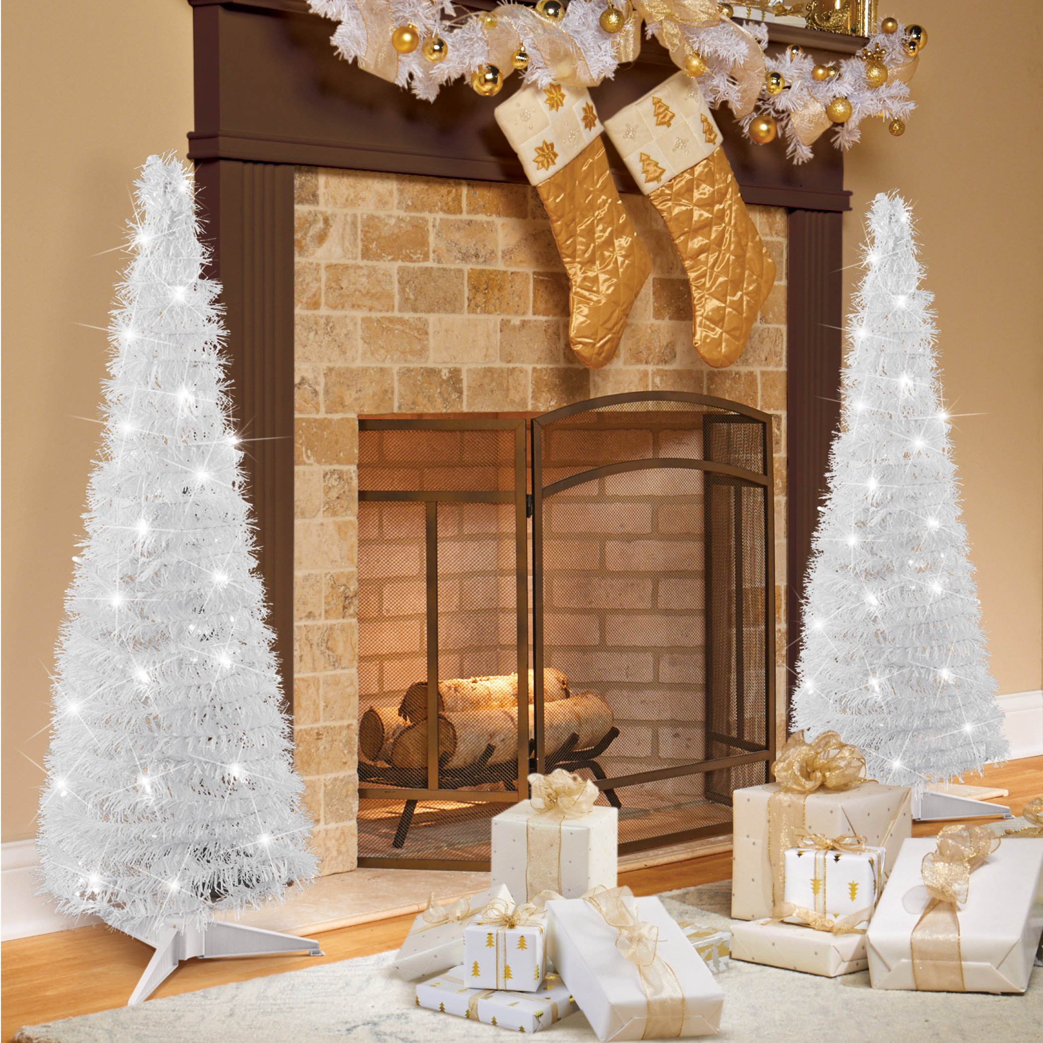 Lighted White Pop Up Christmas Tree With Timer Collections Etc
