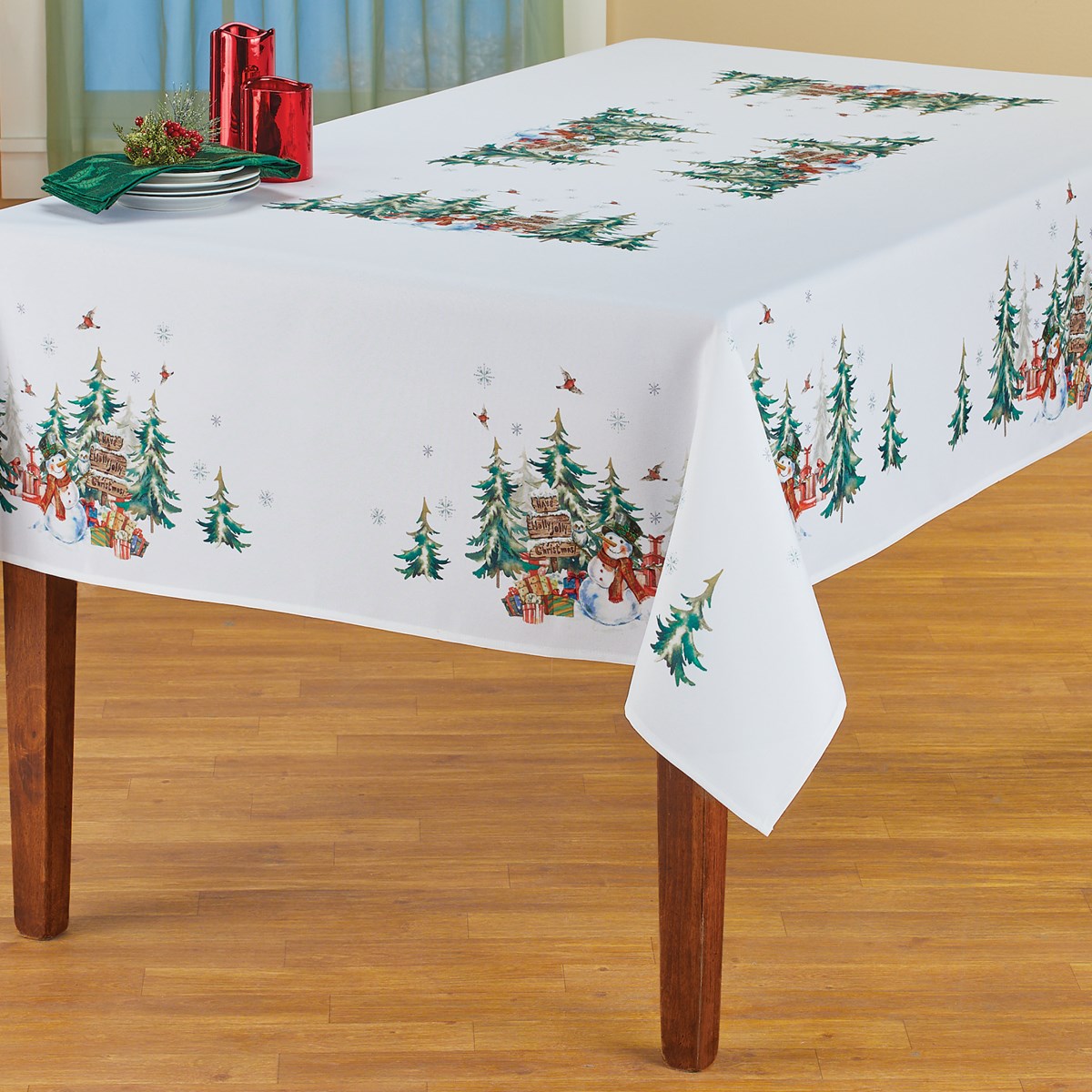 Festive Snowman Printed Holiday Tablecloth Collections Etc.