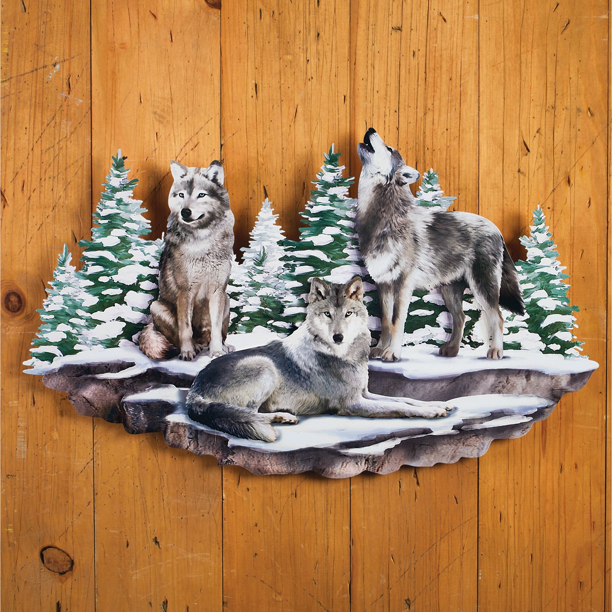 Wolf Pack Metal Wall Décor with Hook Collections Etc.