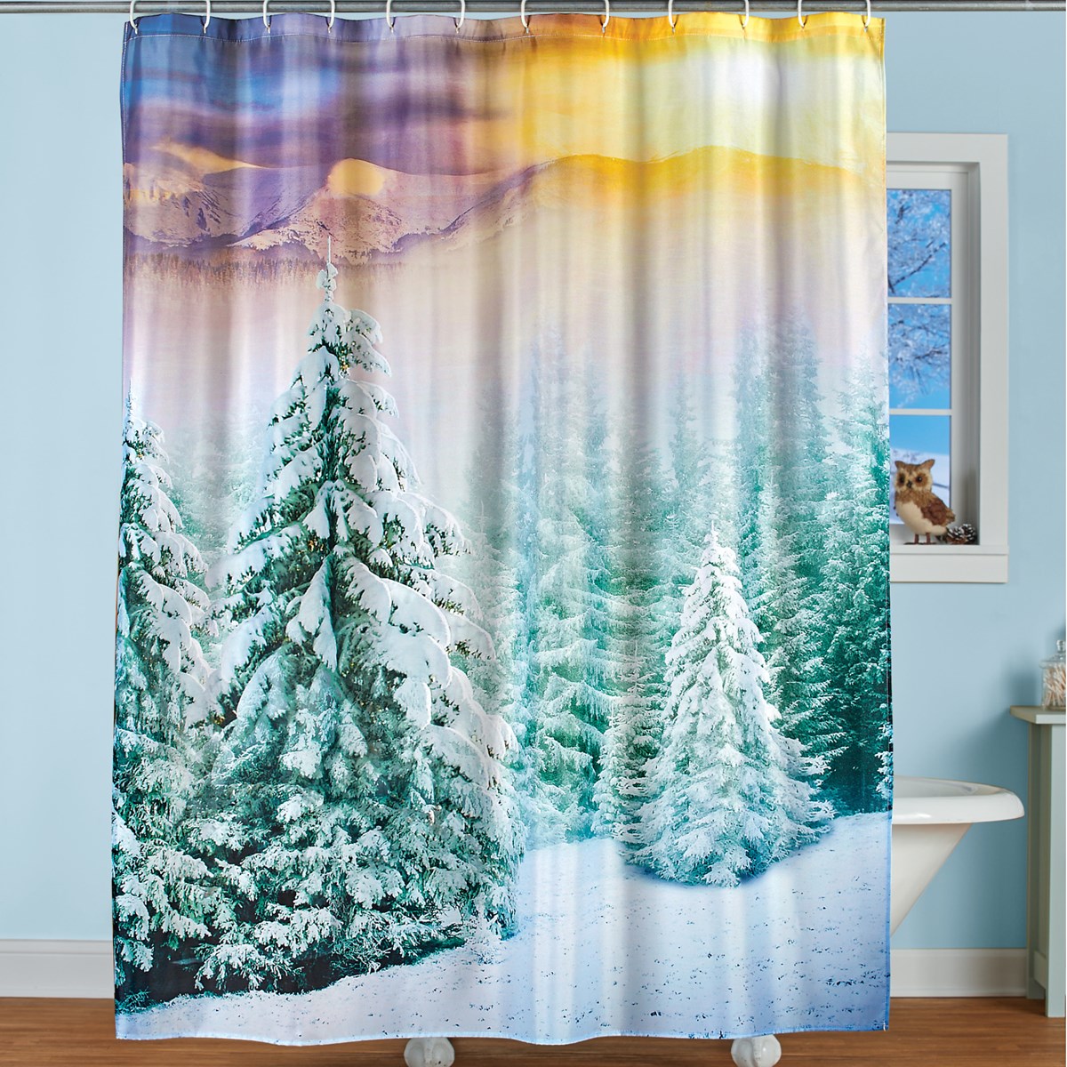 Snowy Mountain Seasonal Shower Curtain Collections Etc.