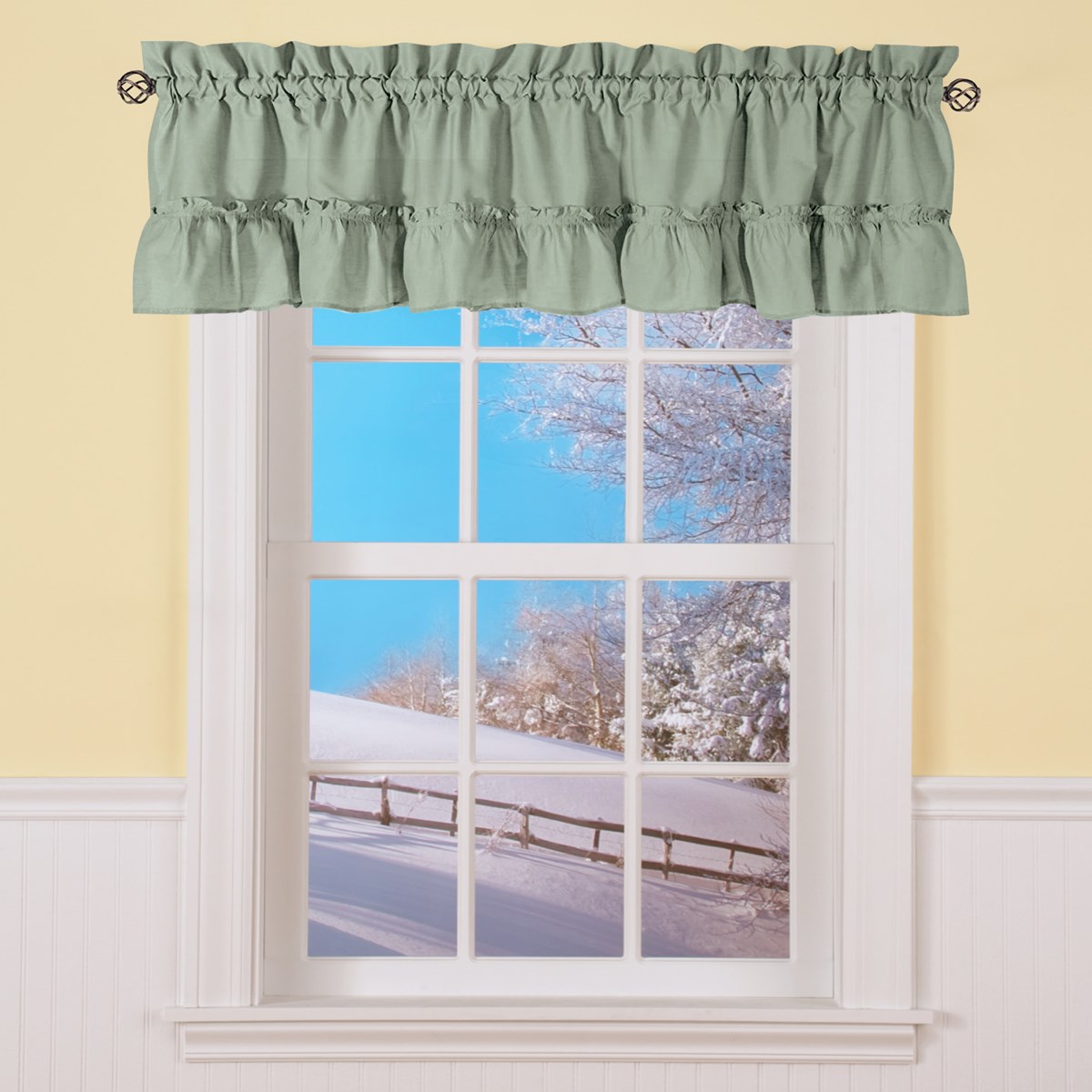 Stacey Ruffled Window Valance with Rod Pocket Top Collections Etc.
