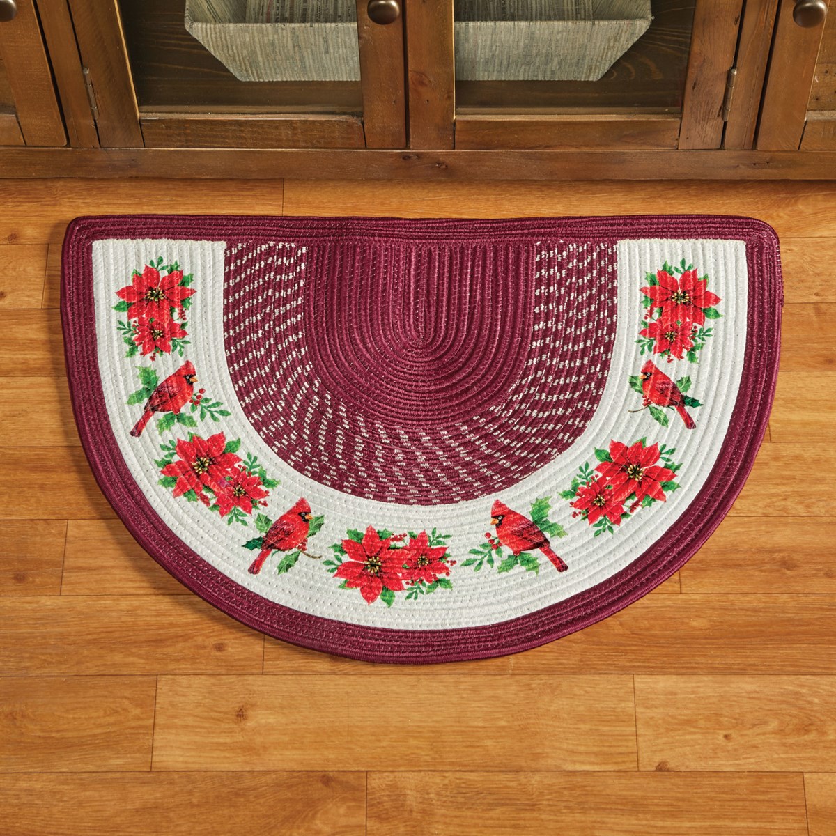 Holiday Cardinal and Poinsettia Braided Accent Rug Collections Etc.