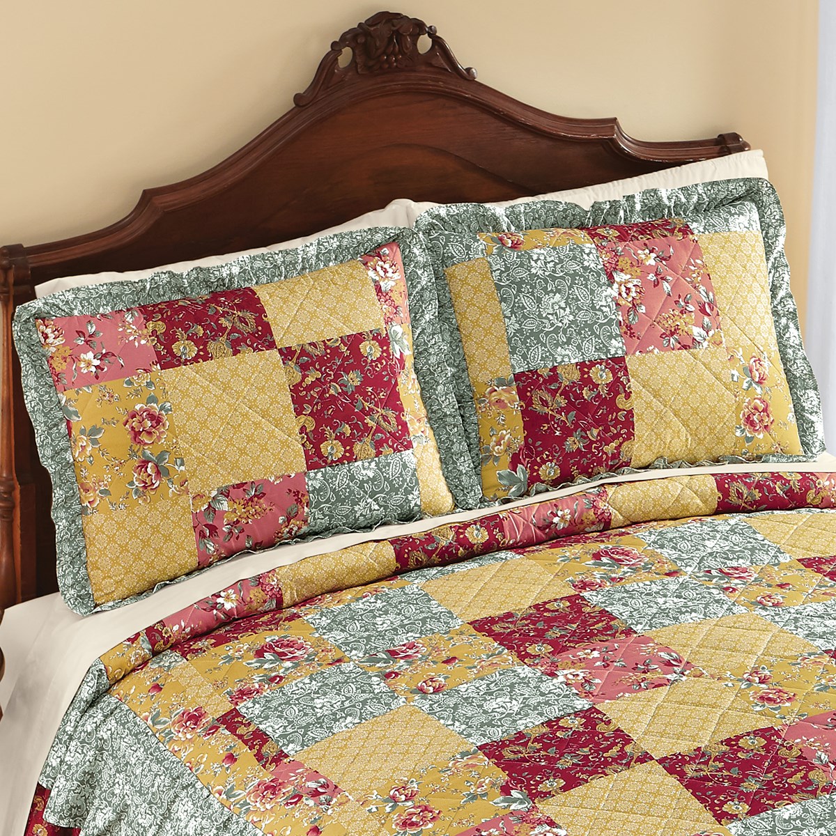 Classic Floral Patchwork Style Ruffled Pillow Sham Collections Etc.