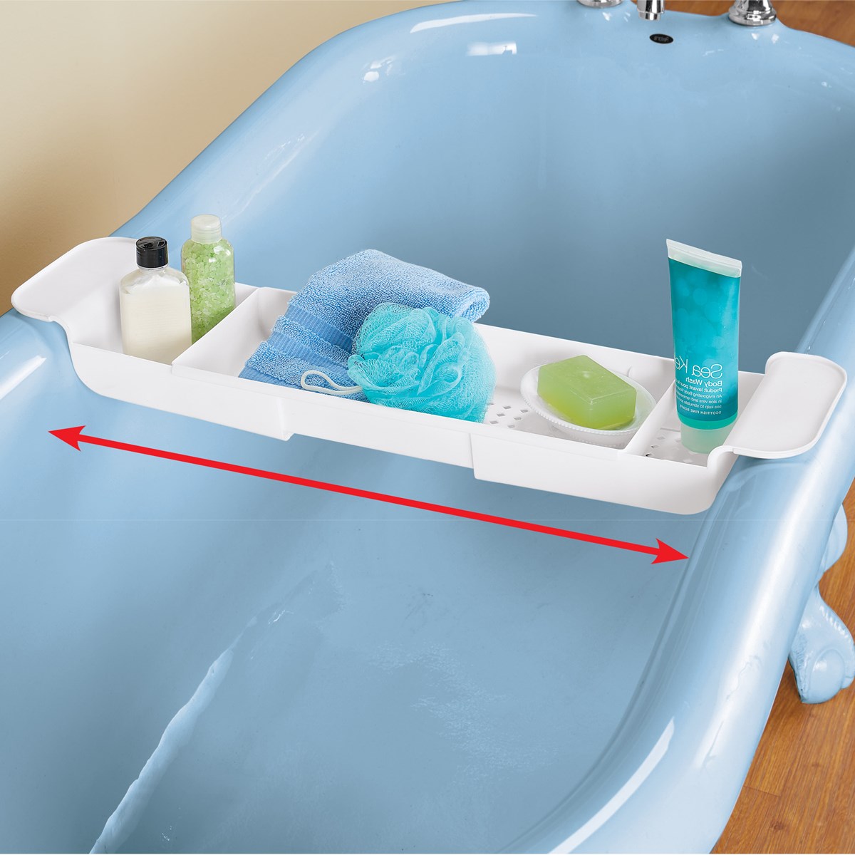Expandable OvertheTub Bathroom Caddy Organizer Collections Etc.