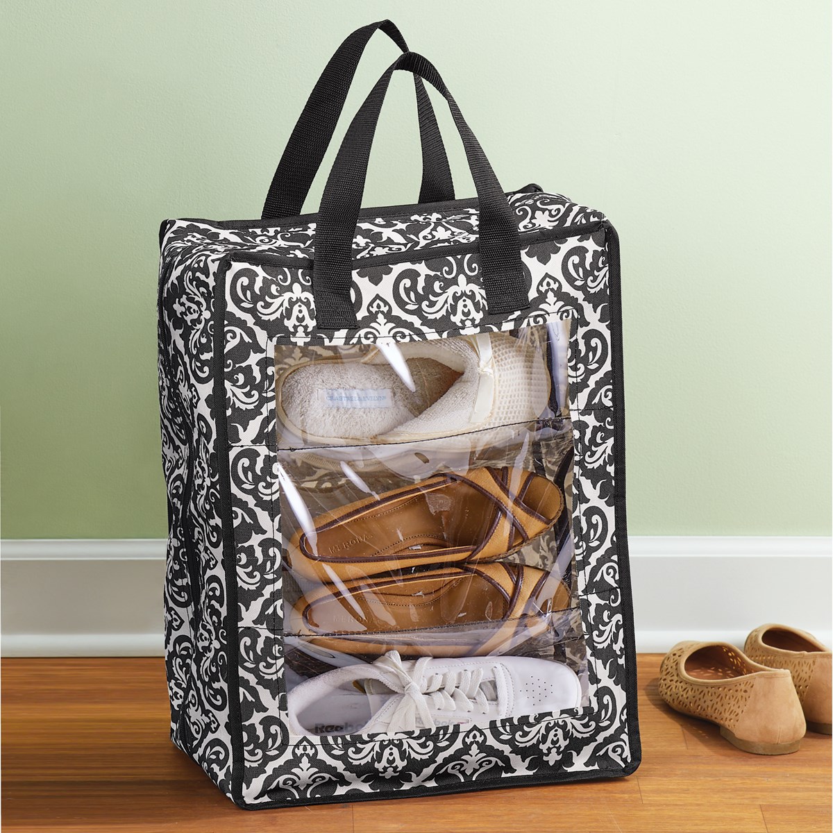 Clear Shoe Storage Bag with Compartments Holds 6 Pairs Collections Etc.