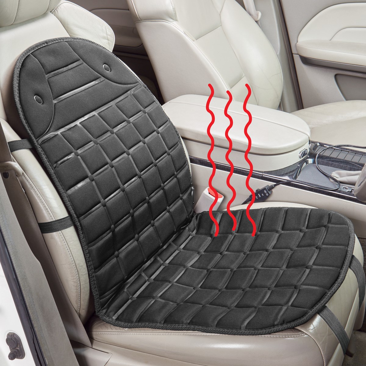 Heated Vehicle Seat Cushion with Elastic Straps Collections Etc.