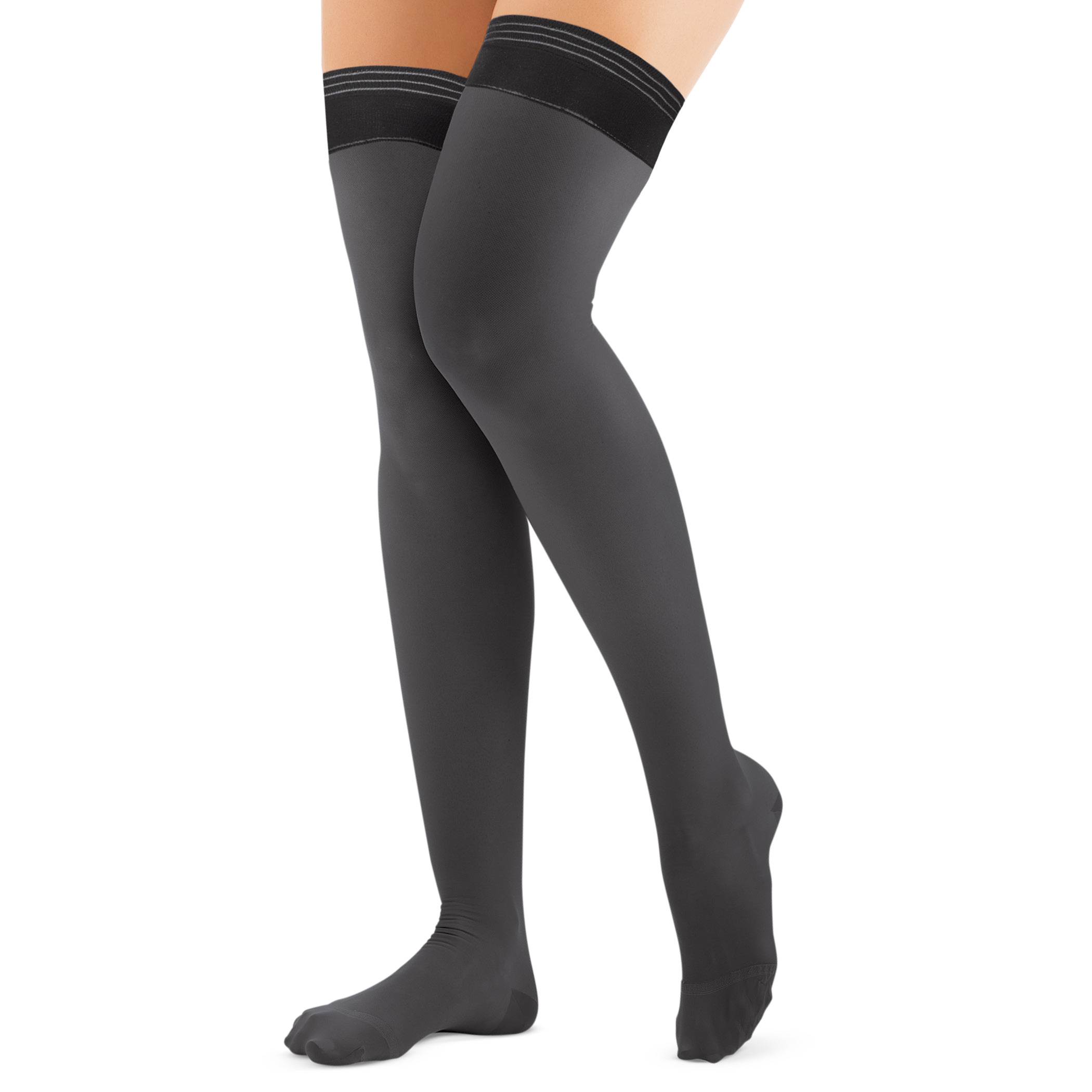 Stylish Compression Thigh Highs with Different Patterns - Set of 3, Black, Regular