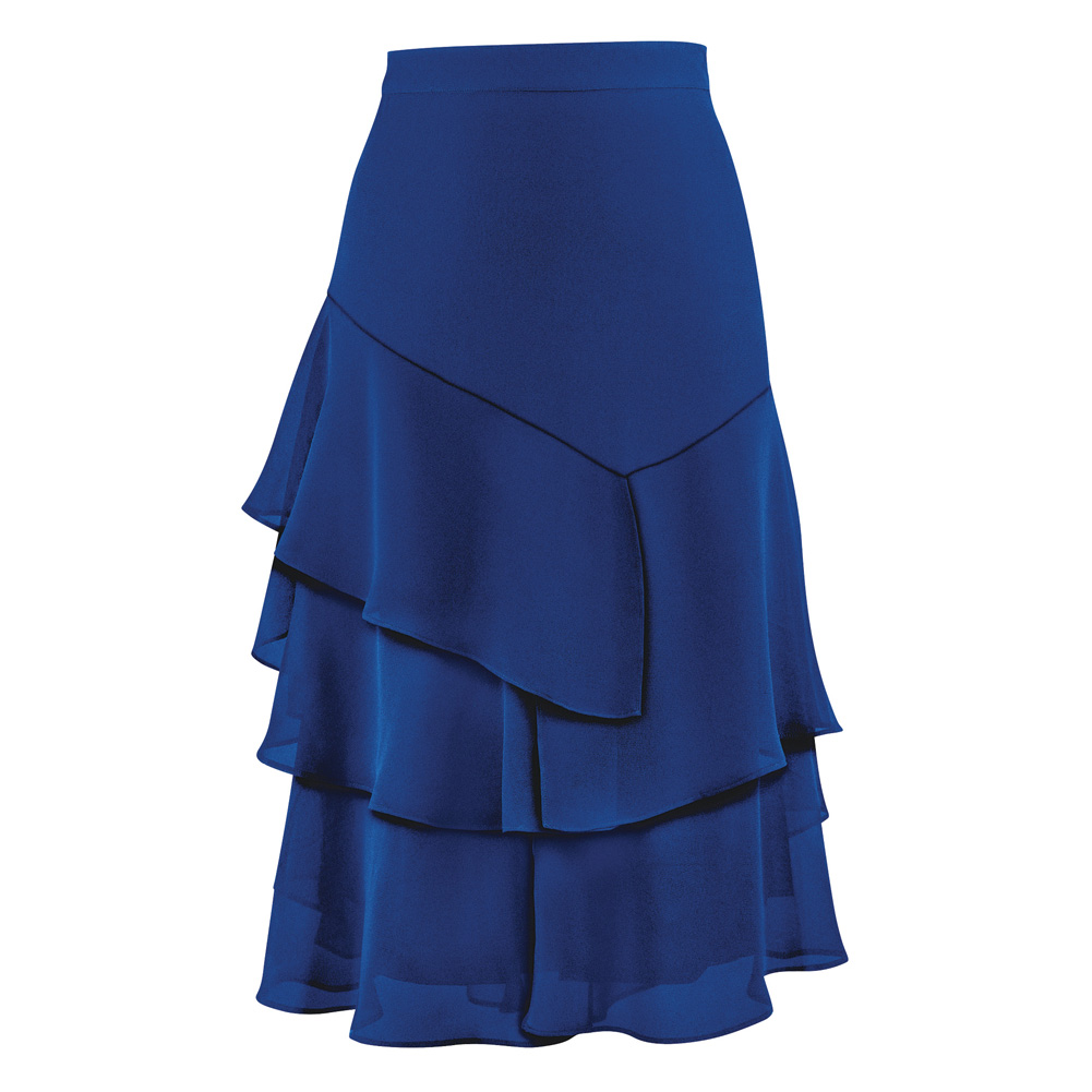 Women's Triple Tiered Chiffon Skirt with Elastic Waist Royal Blue Medium
