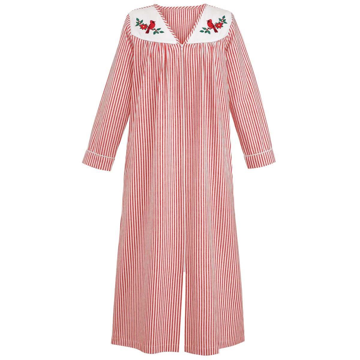 Festive Embroidered Striped Robe with ZipFront Collections Etc.
