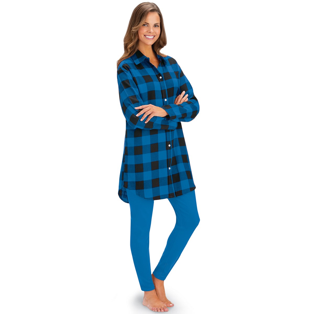 Plaid Flannel ButtonDown Tunic and Leggings Set Collections Etc.