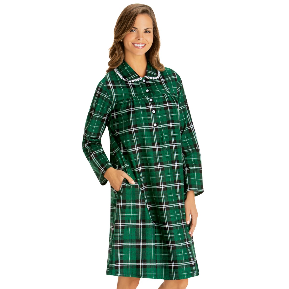 Plaid Cotton Flannel Long Sleeve Nightgown Collections Etc.