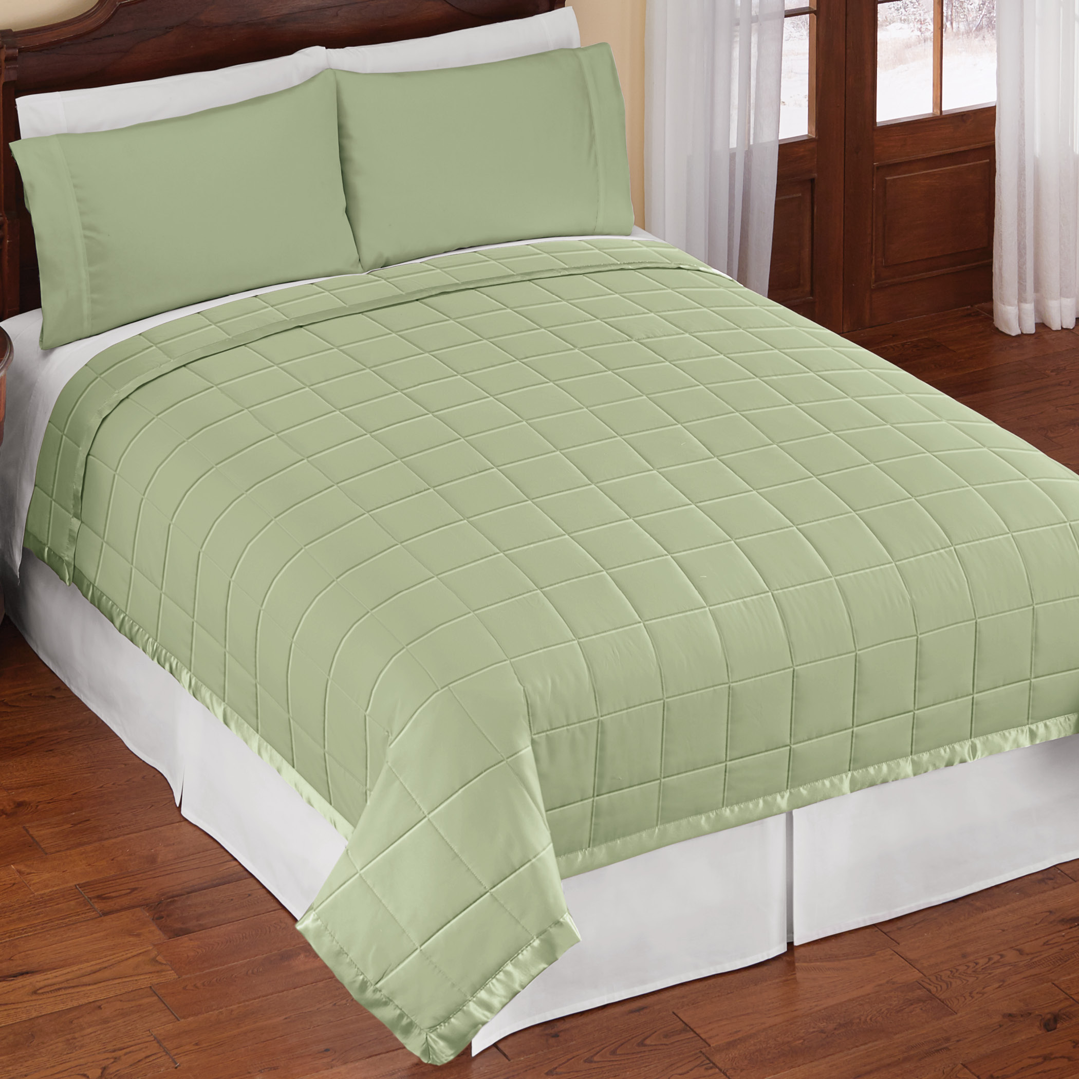 Down Alternative Quilted Comforter with Satin Trim
