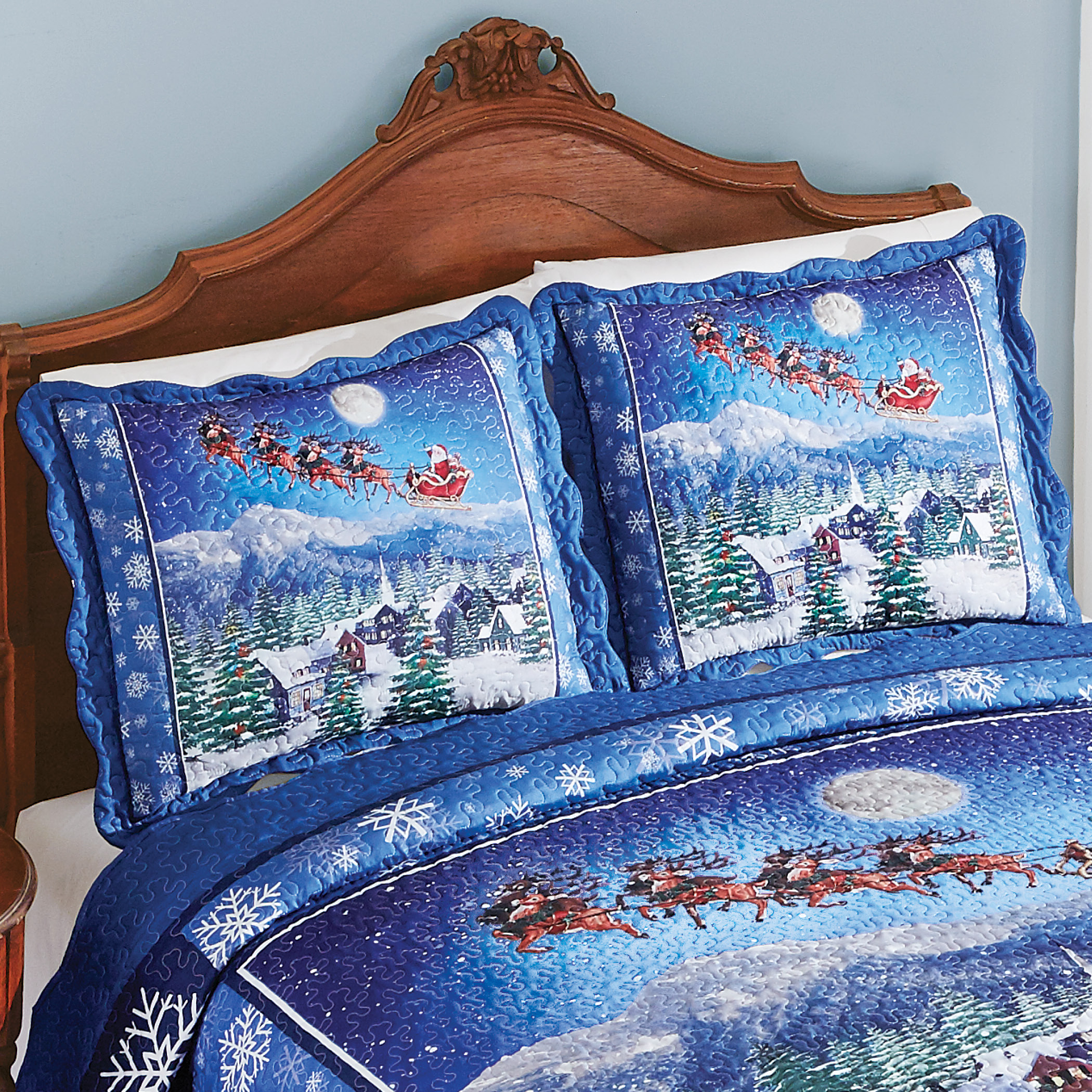 Night Before Christmas Pillow Sham With Scalloped Edges