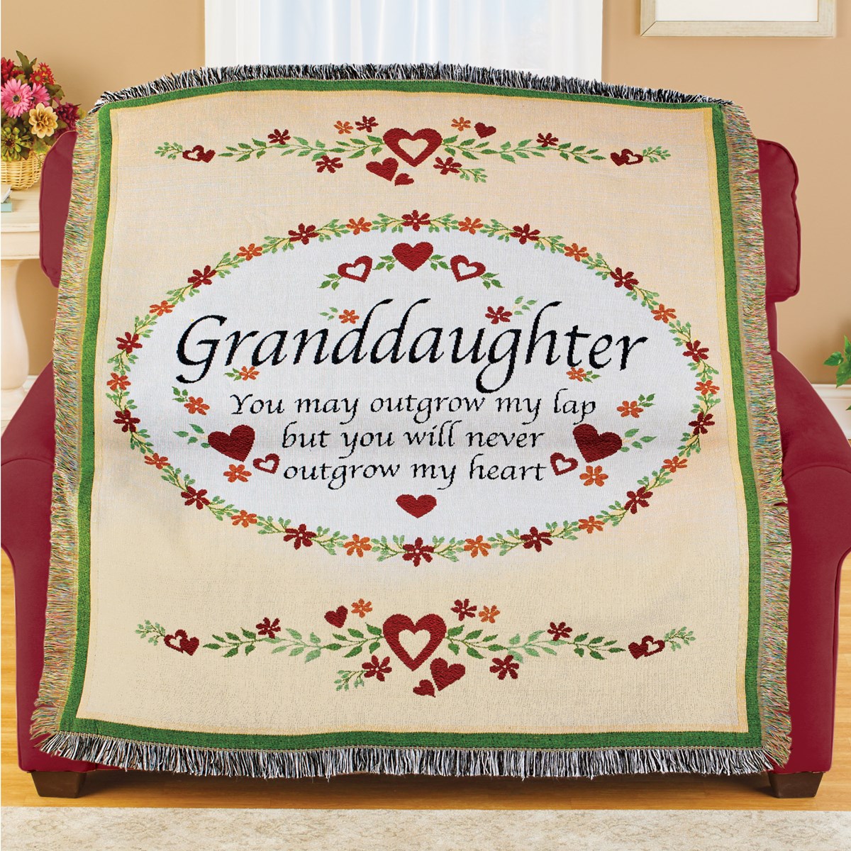 Granddaughter Heart Tapestry Throw Blanket Collections Etc.