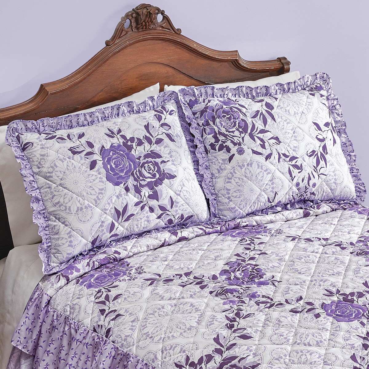Lavender Floral Ruffle Pillow Sham Collections Etc.