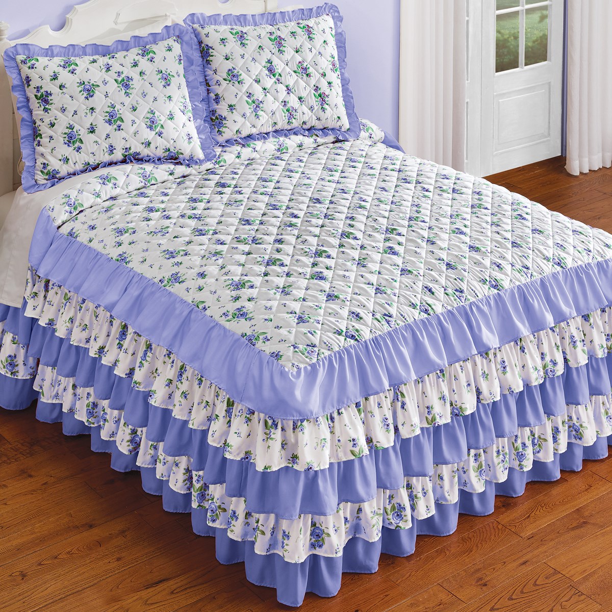 5 Tier Luxurious Rosebud Ruffled Bedspread Collections Etc.