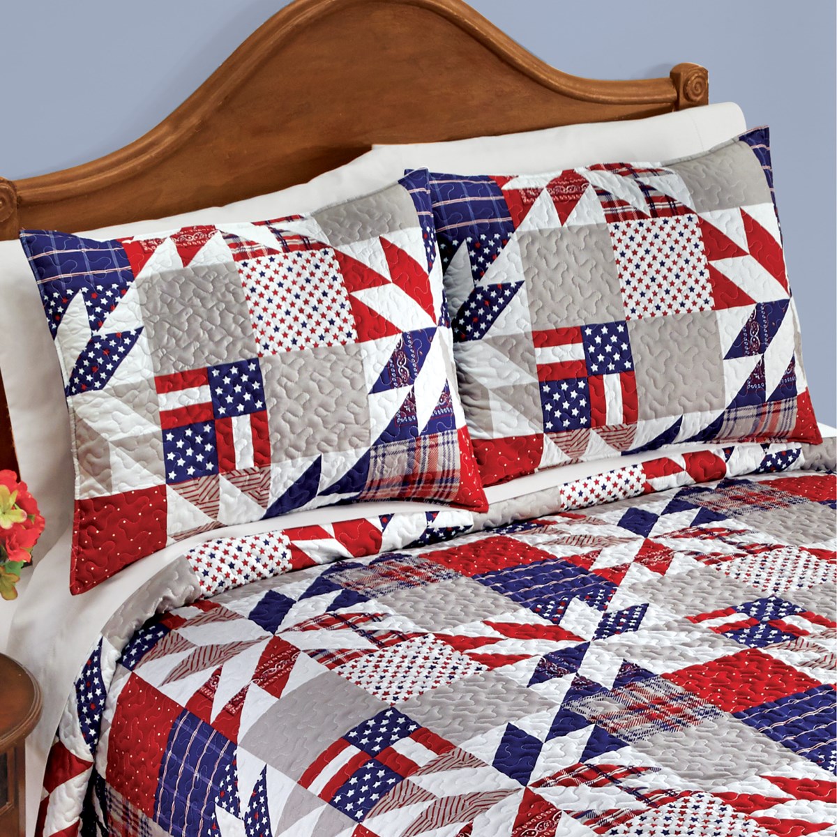 Patriotic Patchwork American Stars Pillow Sham Collections Etc.
