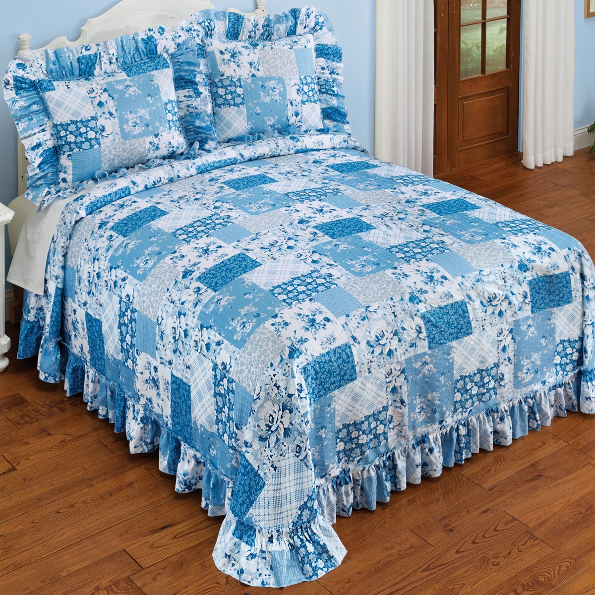 Emma Plisse Floral Patchwork Lightweight Bedspread Collections Etc.