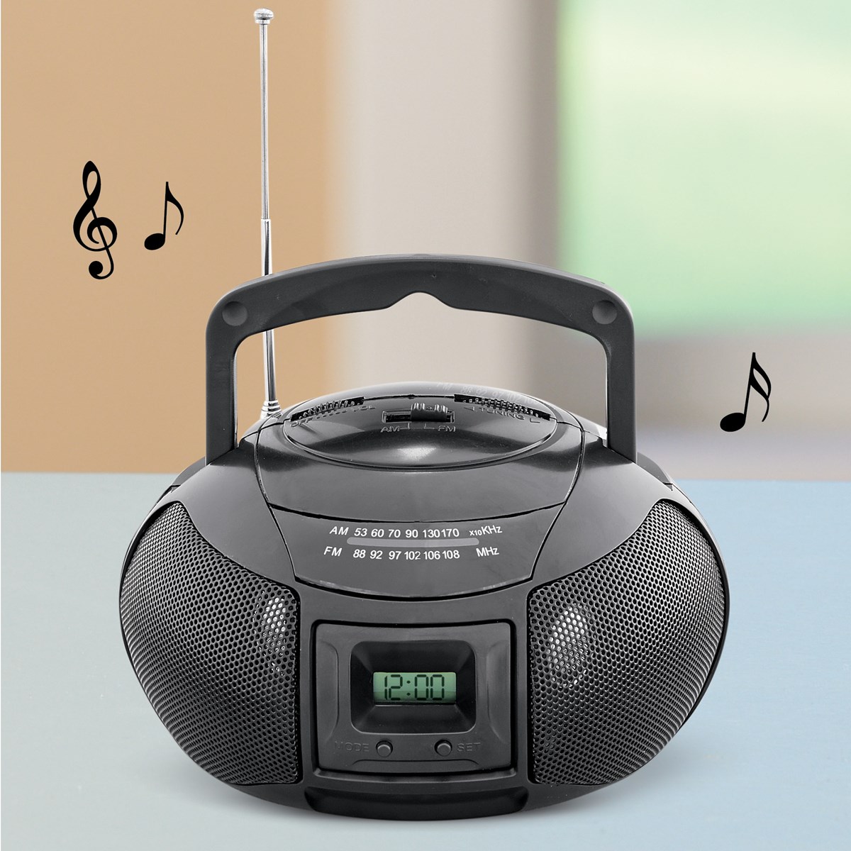 Mini AMFM Radio with Handle and EasytoRead Screen Collections Etc.