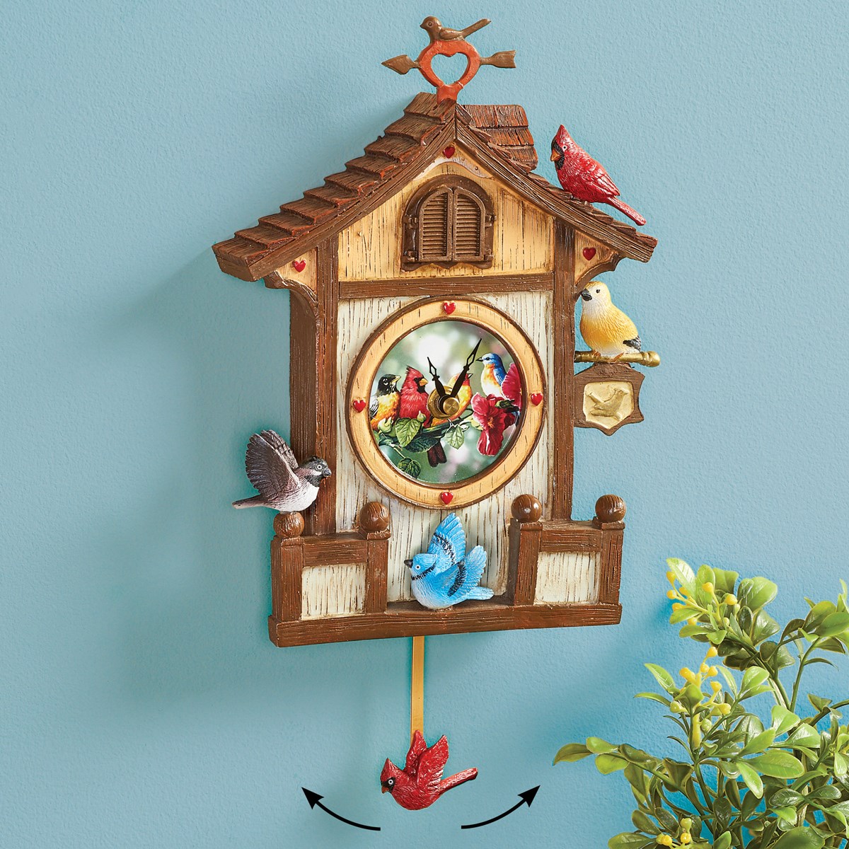 Colorful Birdhouse Pendulum Clock Collections Etc.