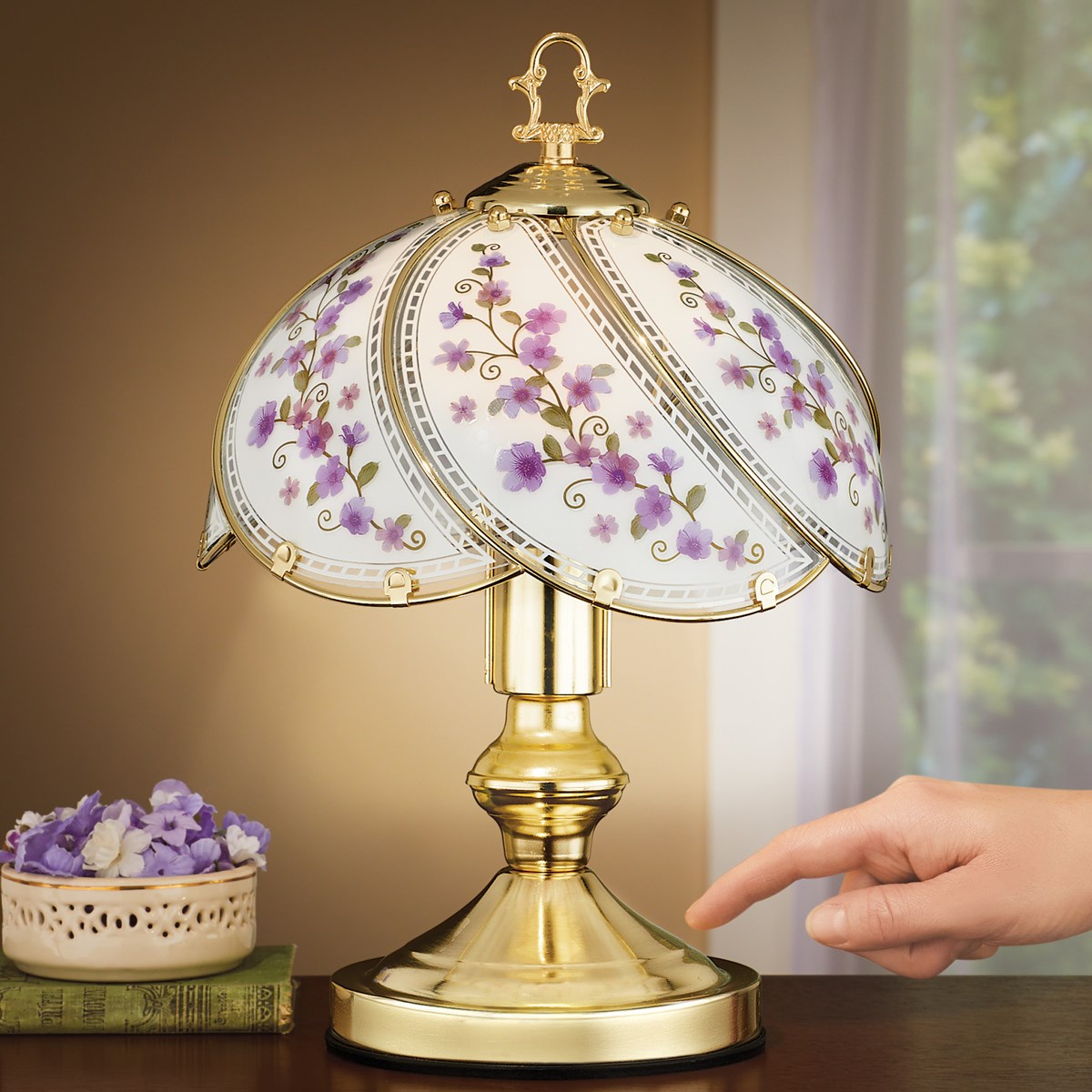 Glass Floral Garden Touch Lamp Collections Etc.