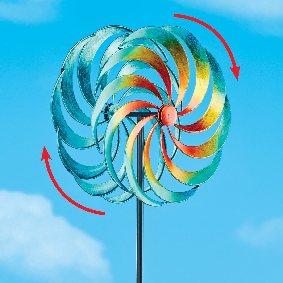 Vibrant Rainbow Colored Doublesided Wind Spinner Garden Stake Collections Etc.