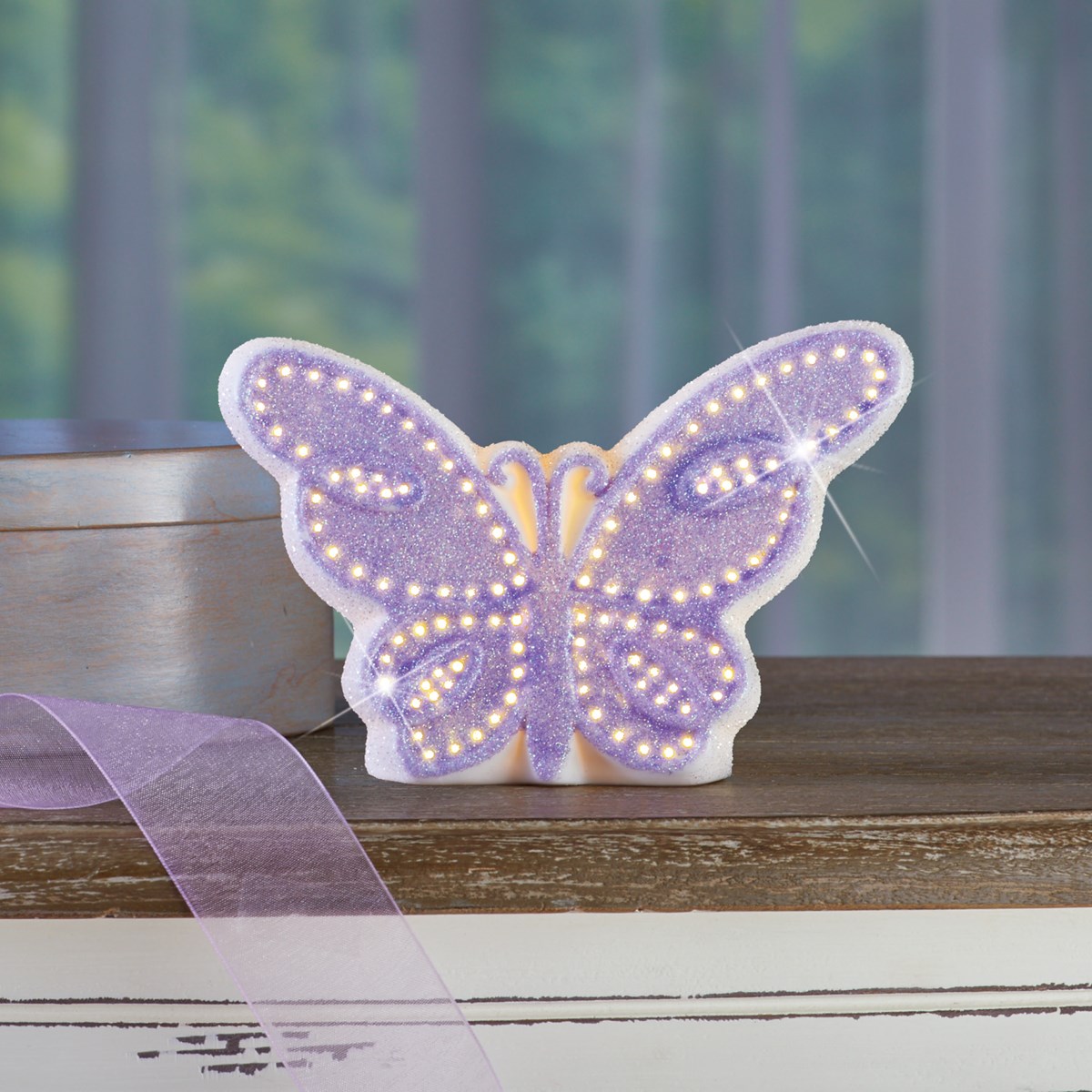 LED Lighted Tabletop Porcelain Butterfly Statue Decor Collections Etc.
