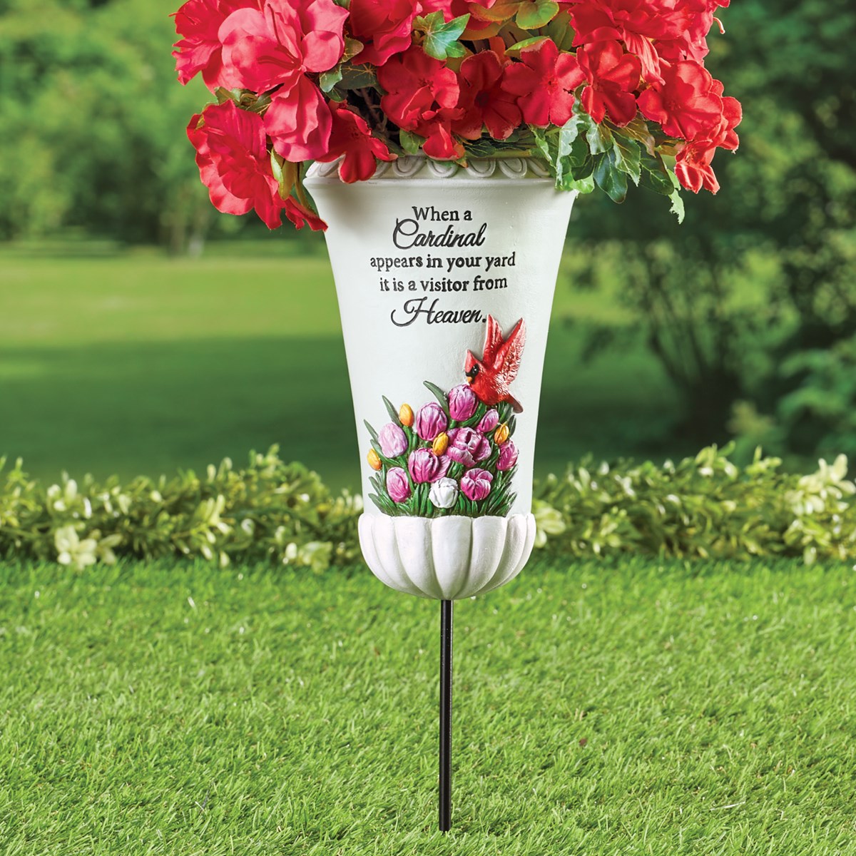 Sentimental Cardinal Memorial Vase Stake Collections Etc.