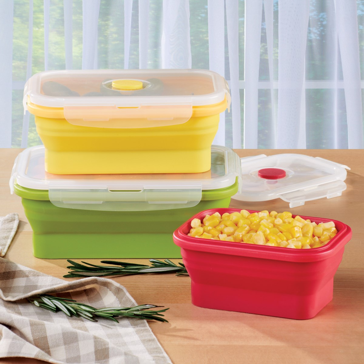 Collapsible, Spacesaving Food Containers Set of 3 Collections Etc.