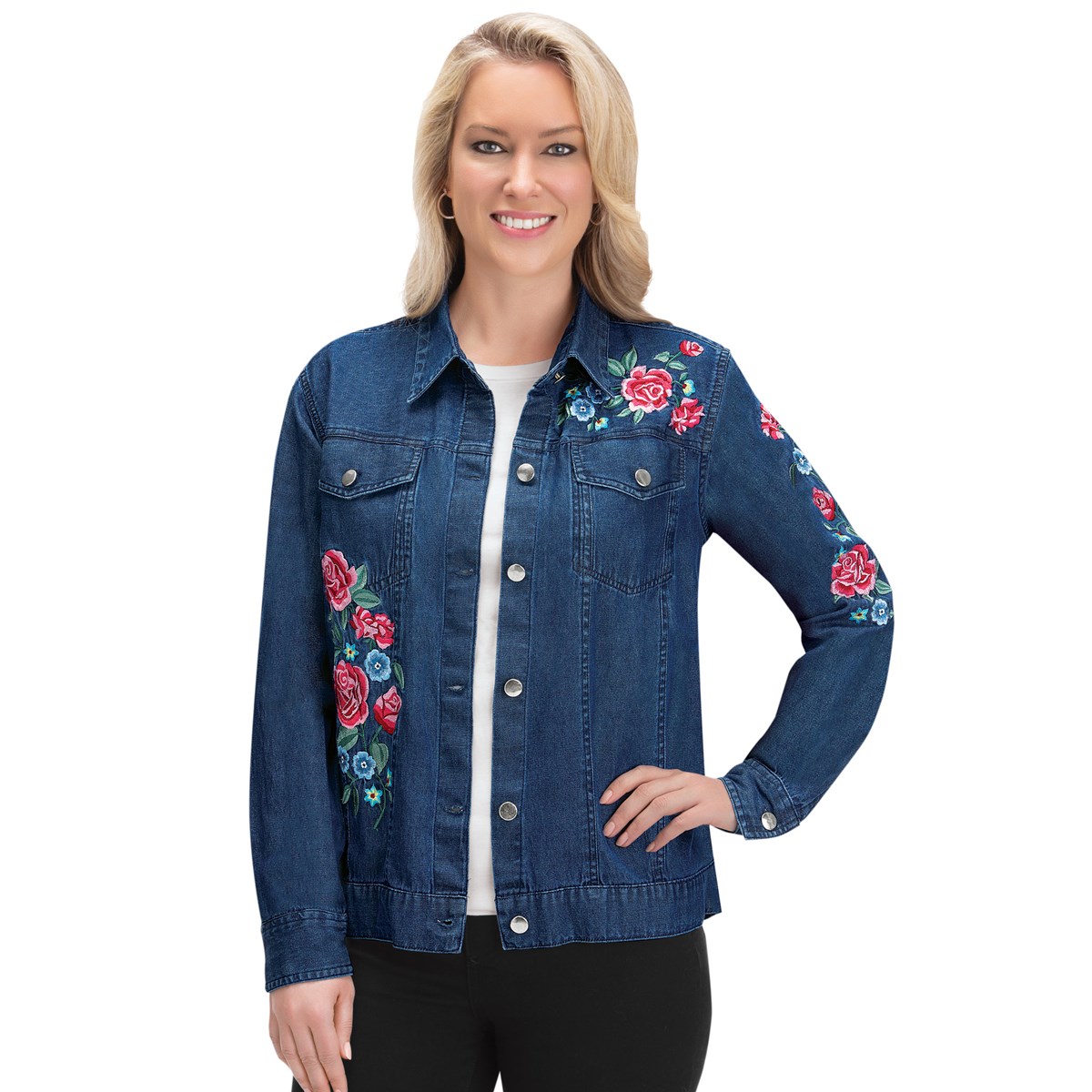 embroidered flower denim jacket