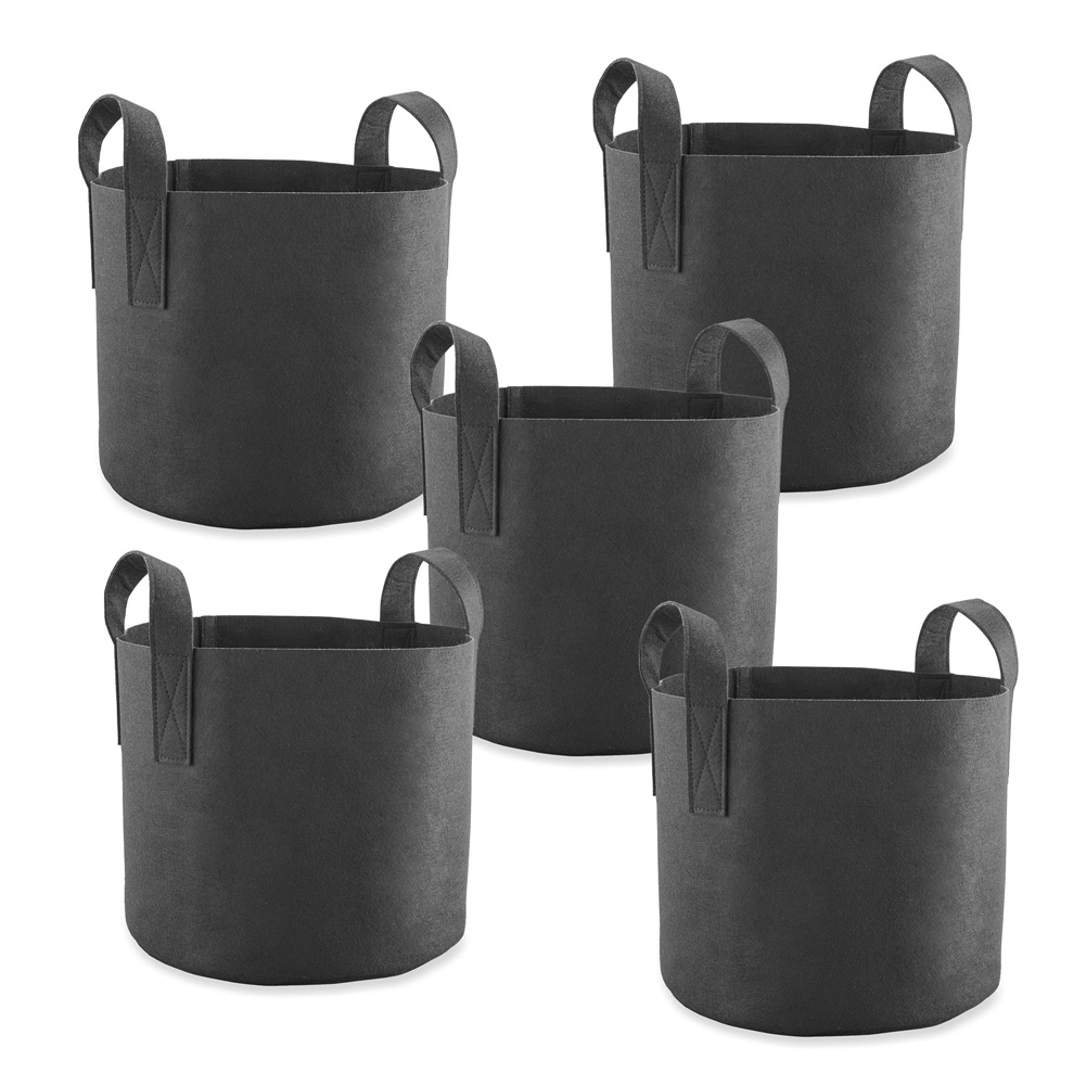 7 Gallon Plant Grow Bags - Set of 5 - Provide Health Airflow, Handles for Easy Carrying - 13.5"Dia x 12"H - Felt