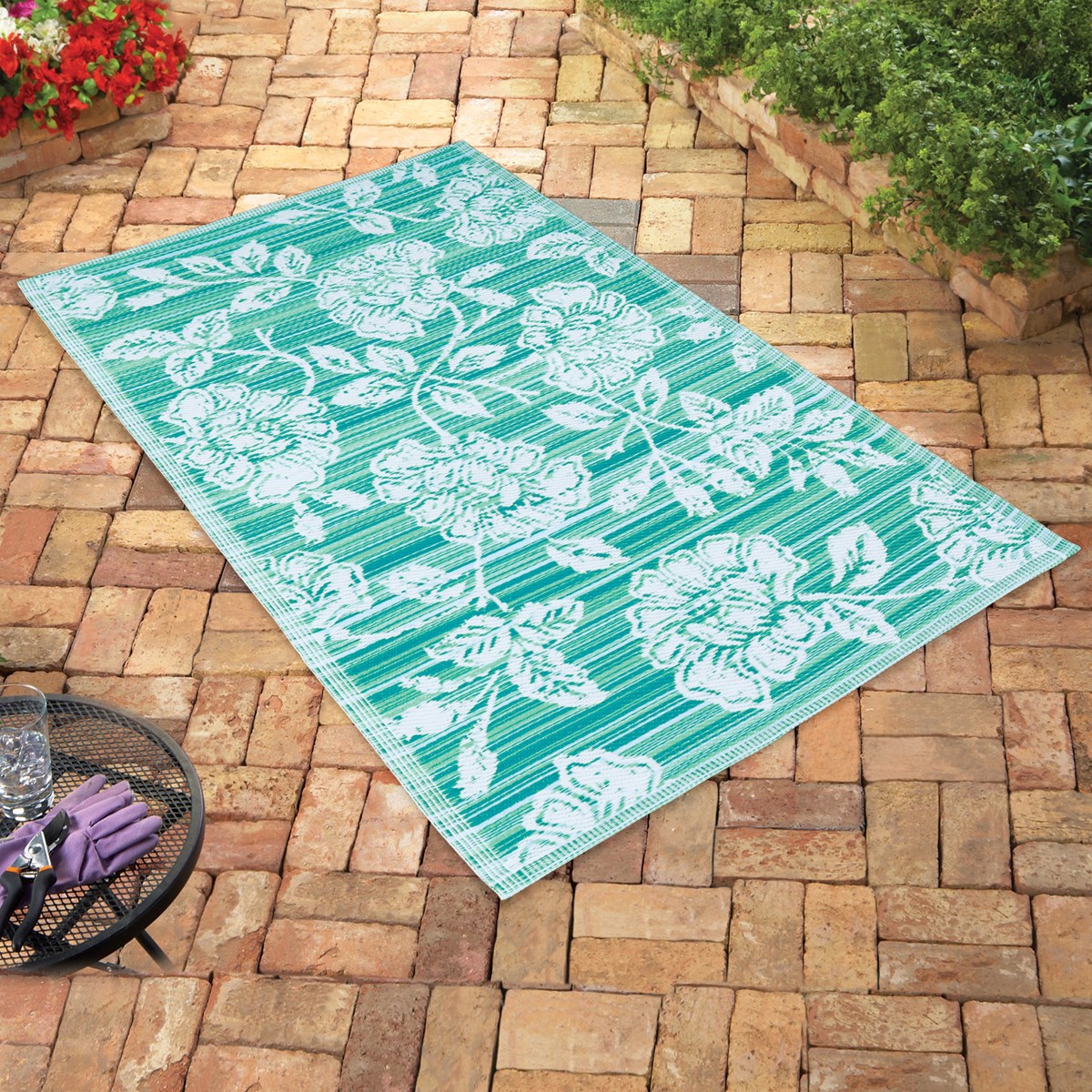 Reversible Outdoor Floral Patio & Deck Mat Collections Etc.